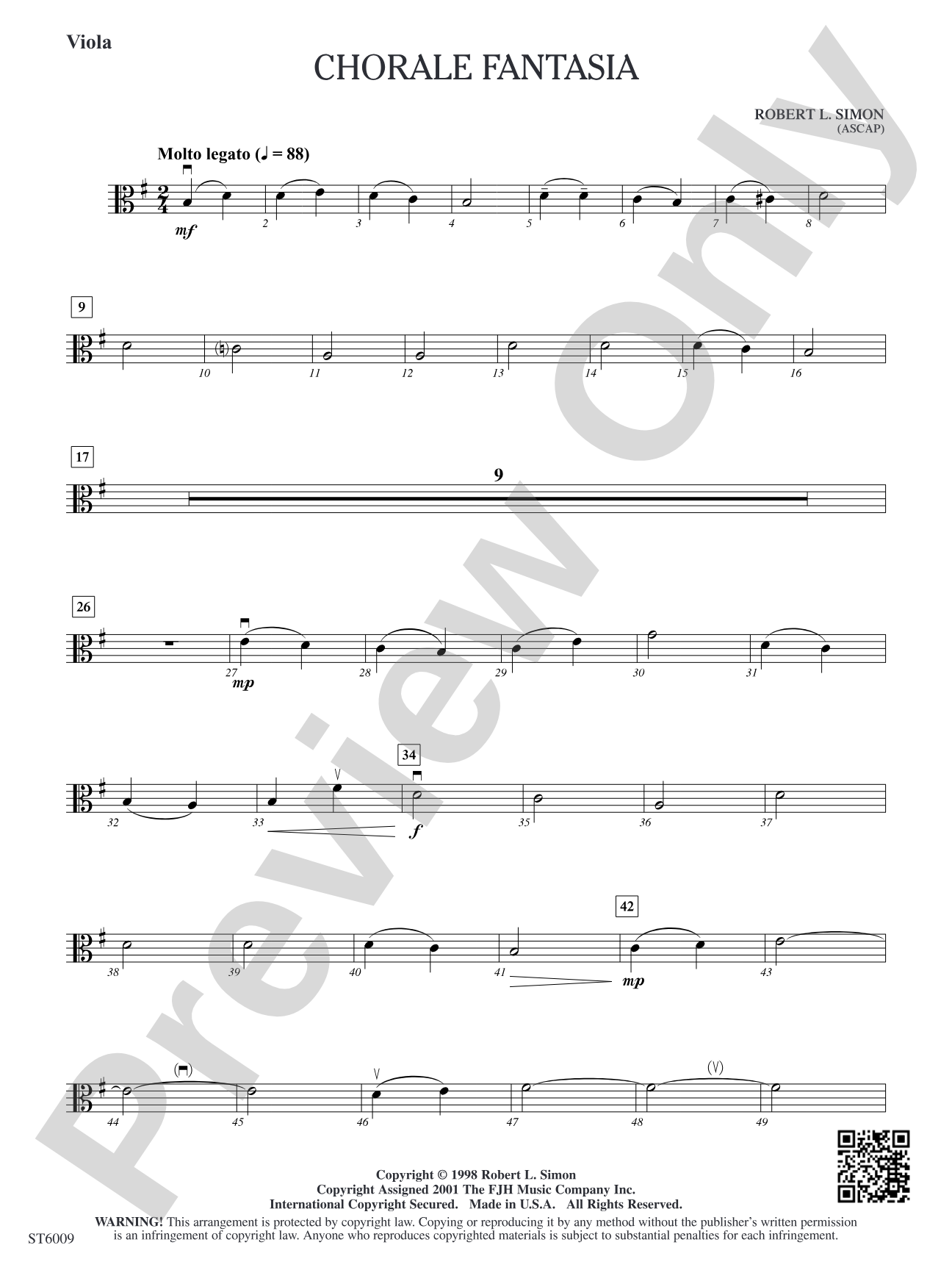 Chorale Fantasia: Viola