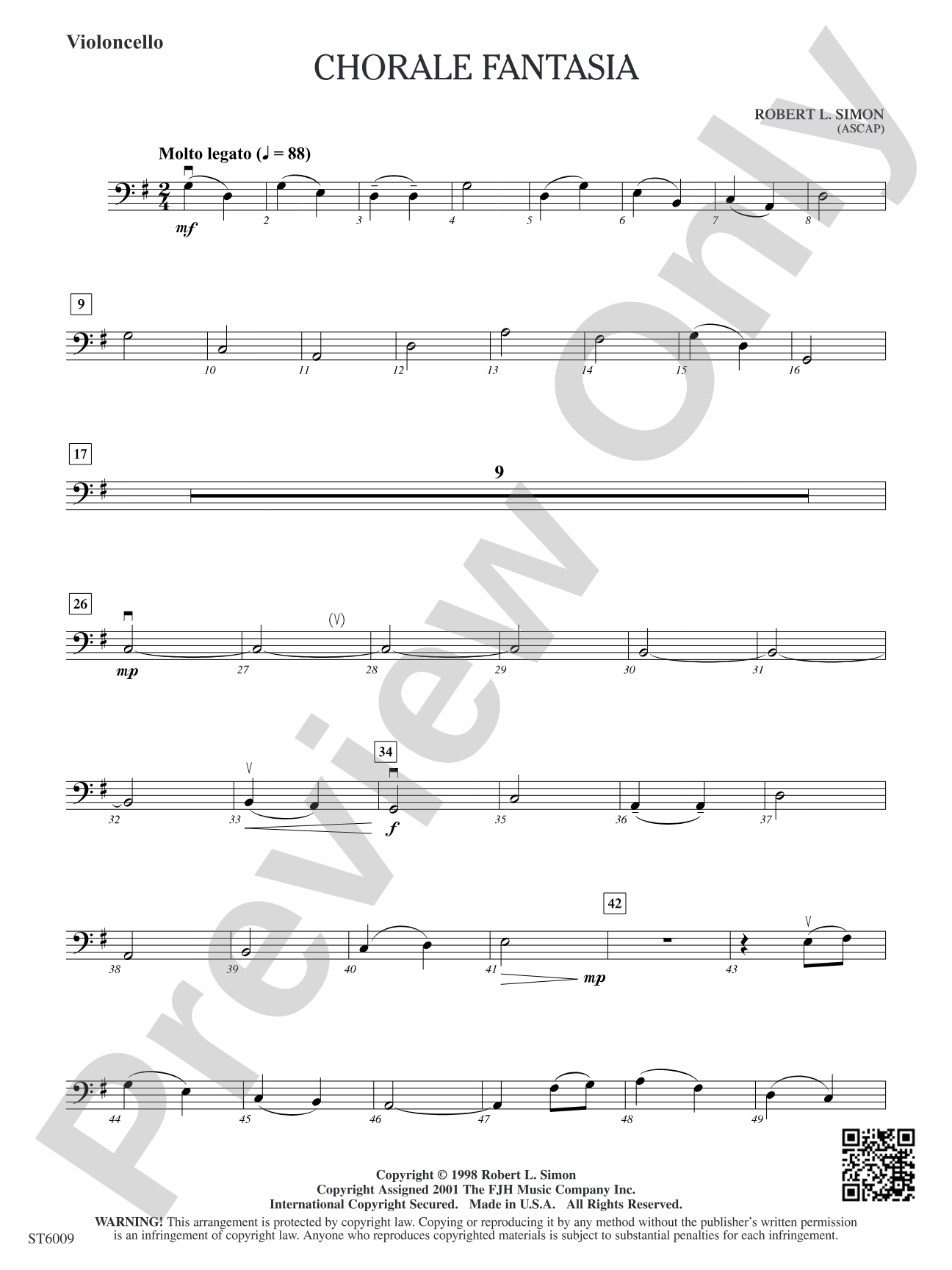 Chorale Fantasia: Violoncello