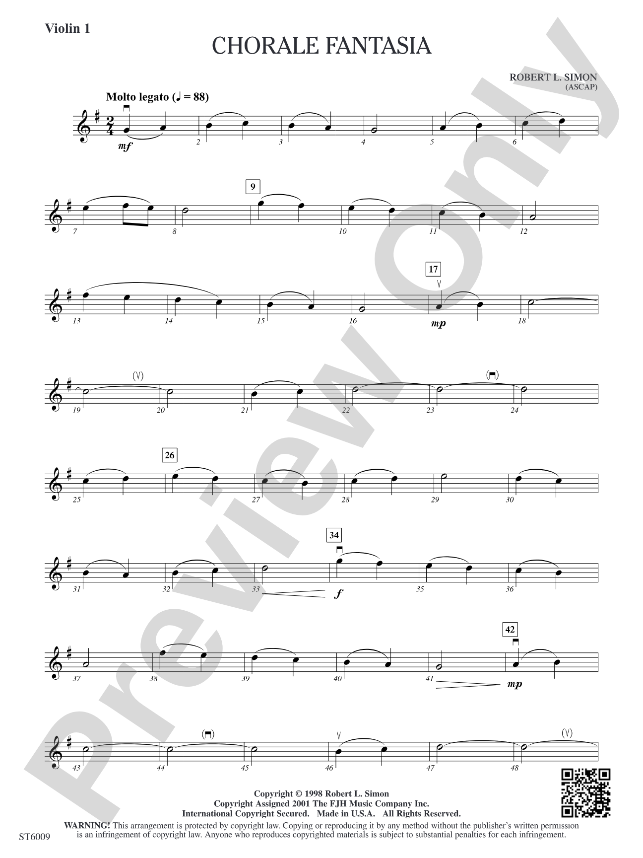 Chorale Fantasia: Violin 1