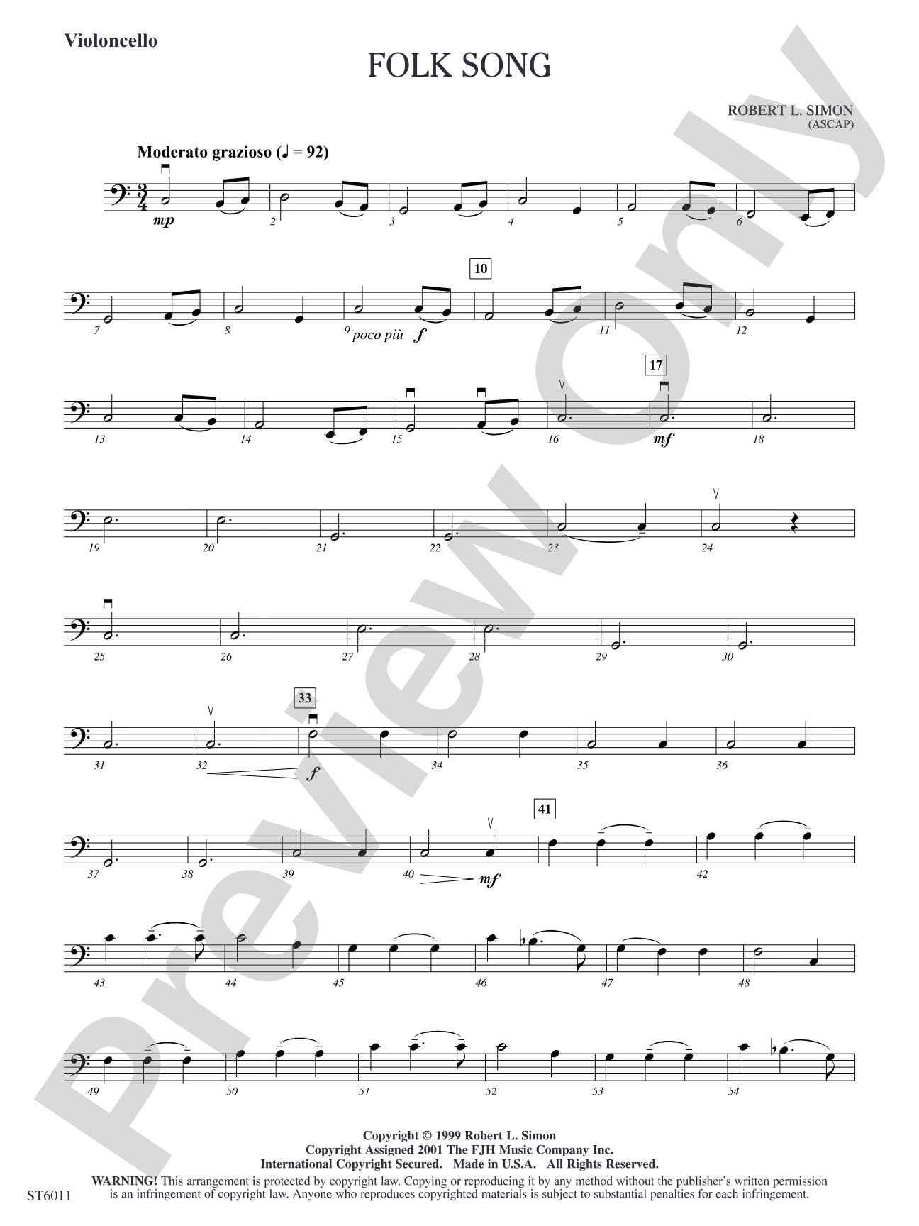 Folk Song (Gum Tree Canoe): Violoncello