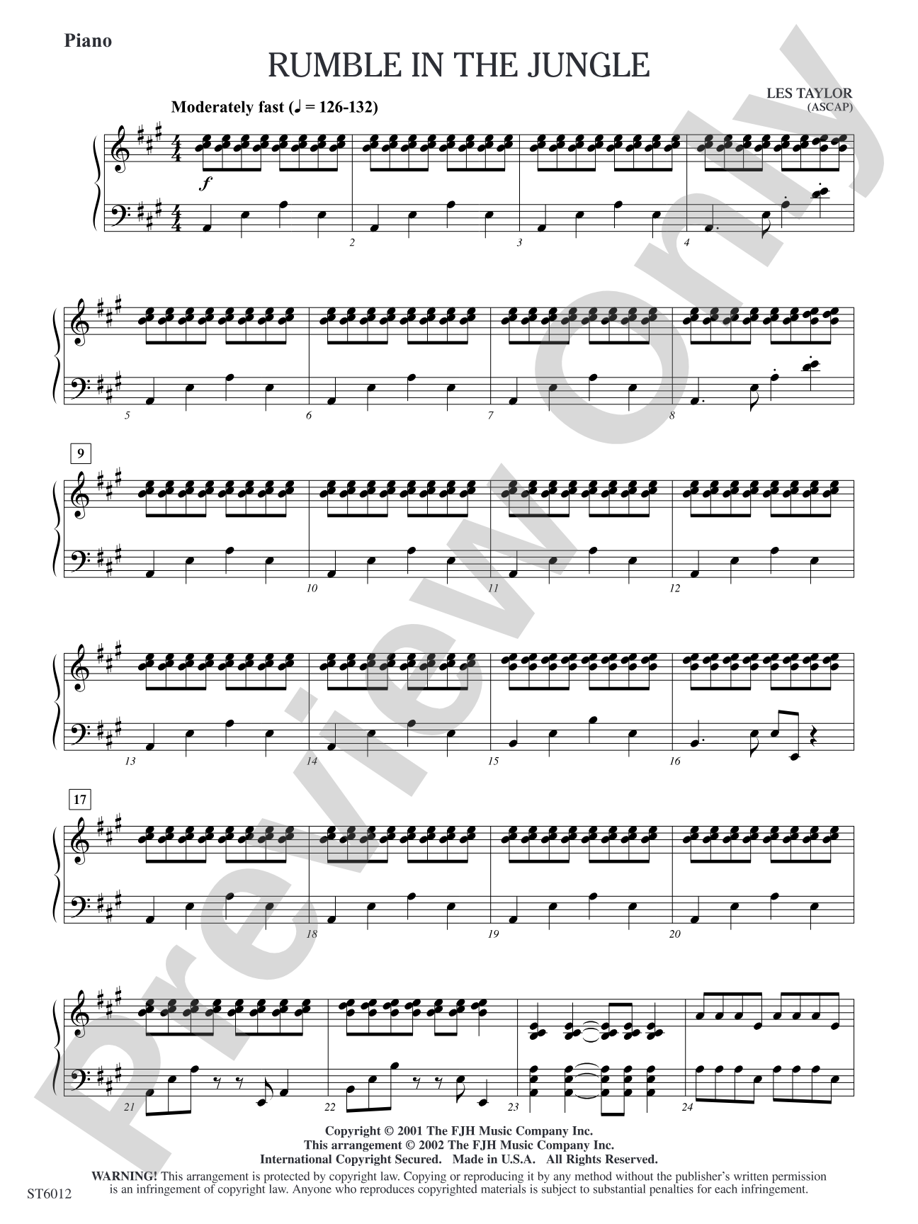 Rumble in the Jungle: Piano