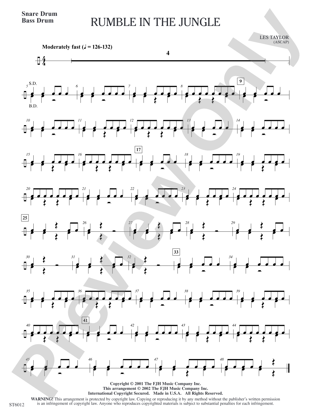 Rumble in the Jungle: (Opt.) Snare Drum / Bass Drum
