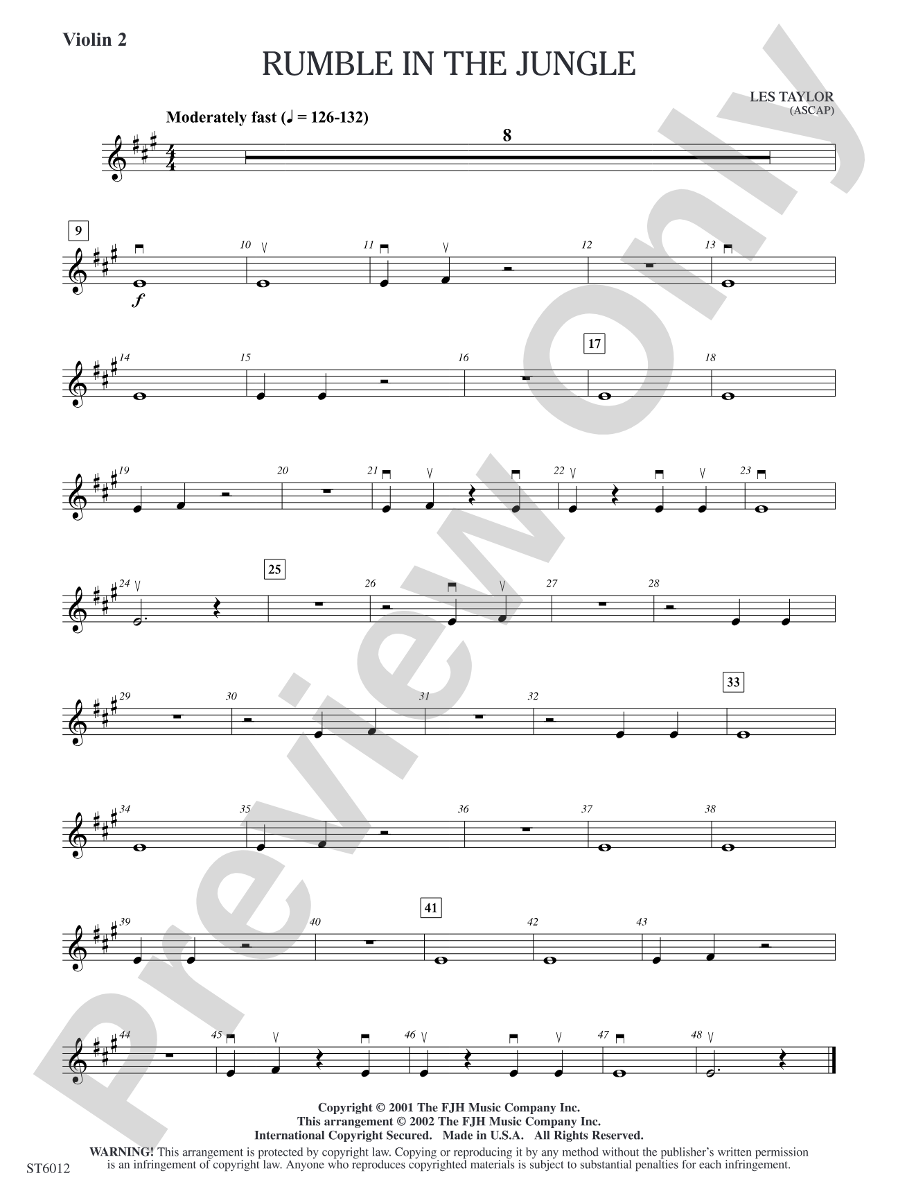 Rumble in the Jungle: Violin 2