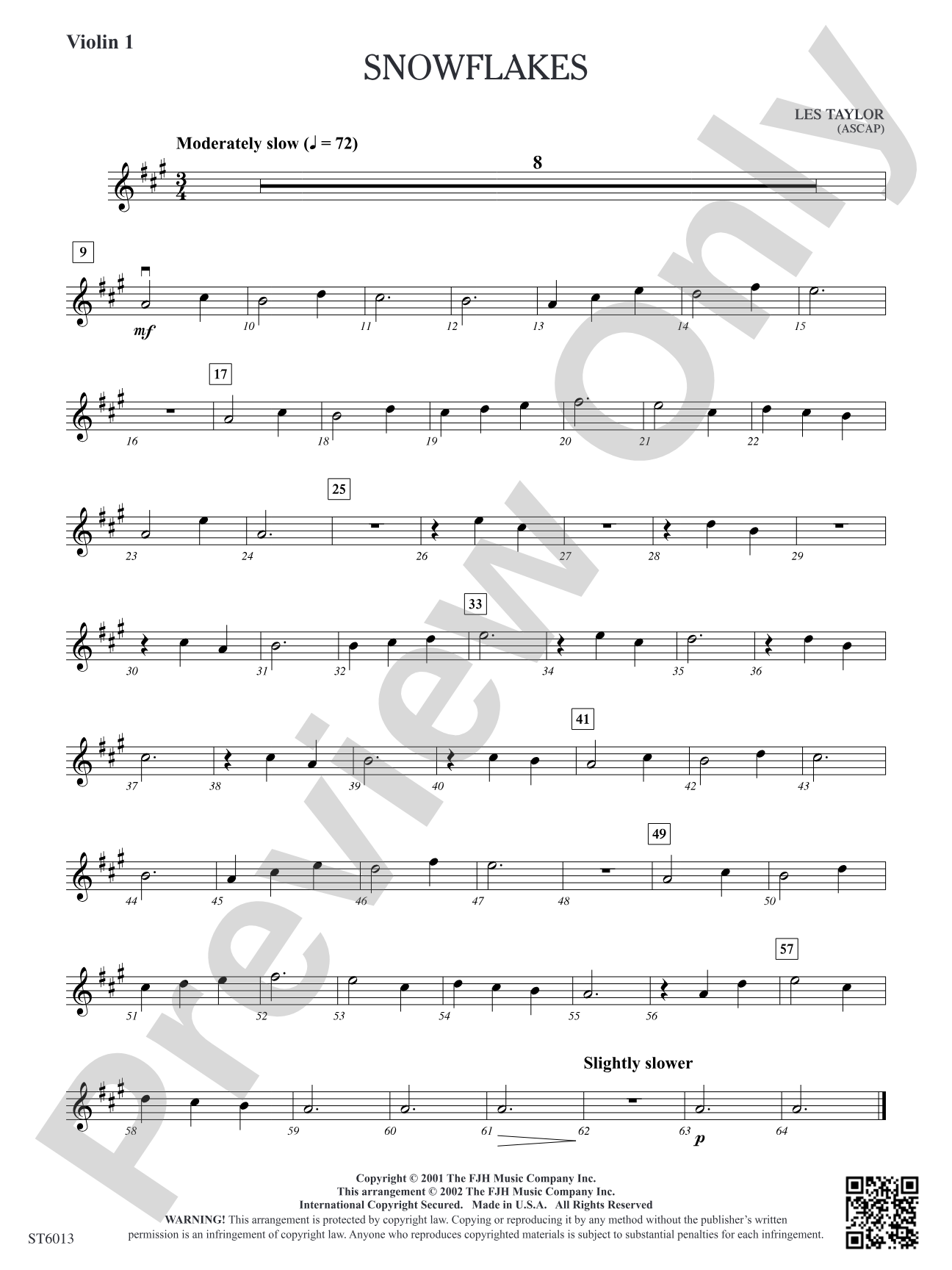 Snowflakes: Violin 1