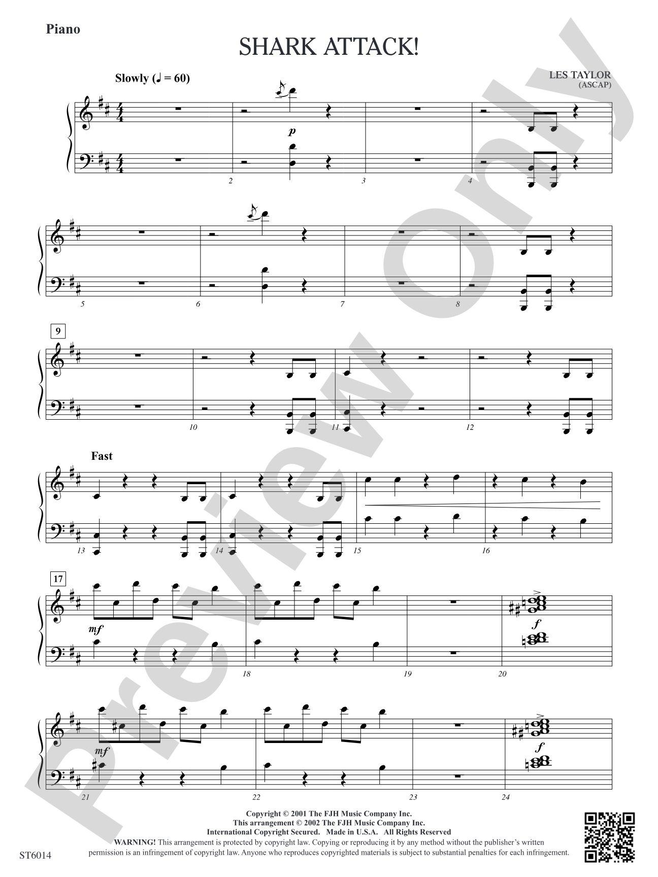 Shark Attack!: Piano