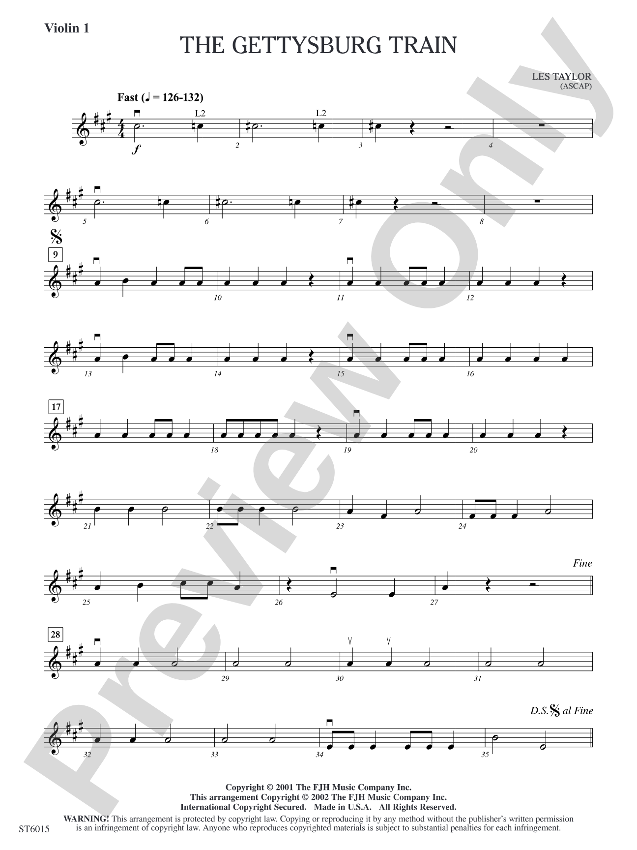 The Gettysburg Train: Violin 1