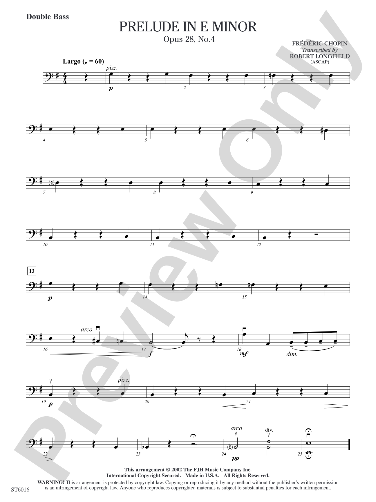 Prelude in E Minor: Double Bass
