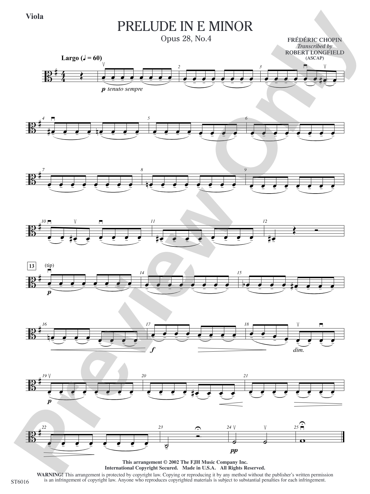 Prelude in E Minor: Viola