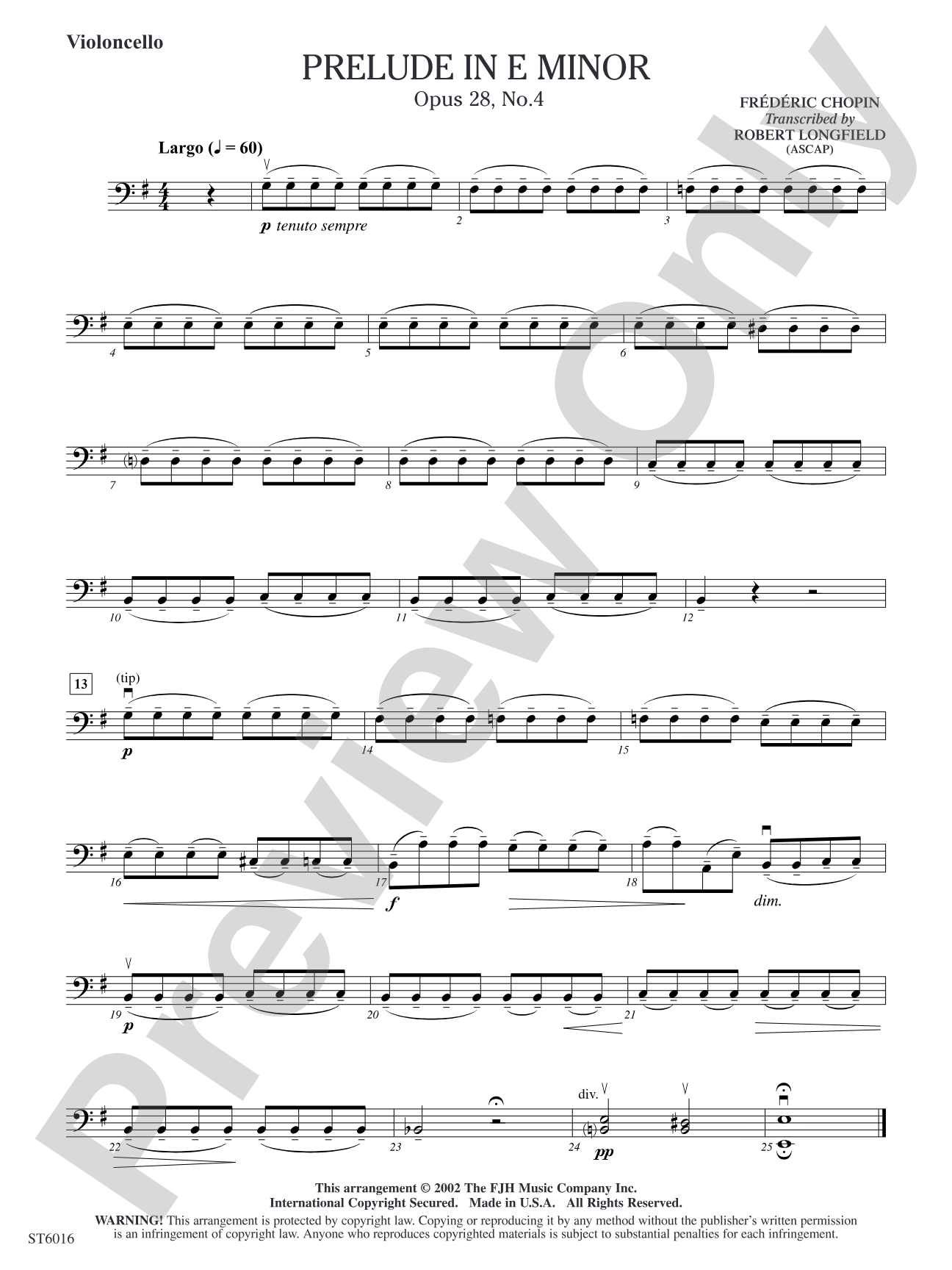 Prelude in E Minor: Violoncello