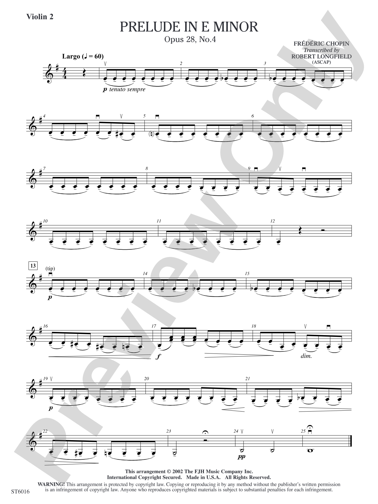 Prelude in E Minor: Violin 2