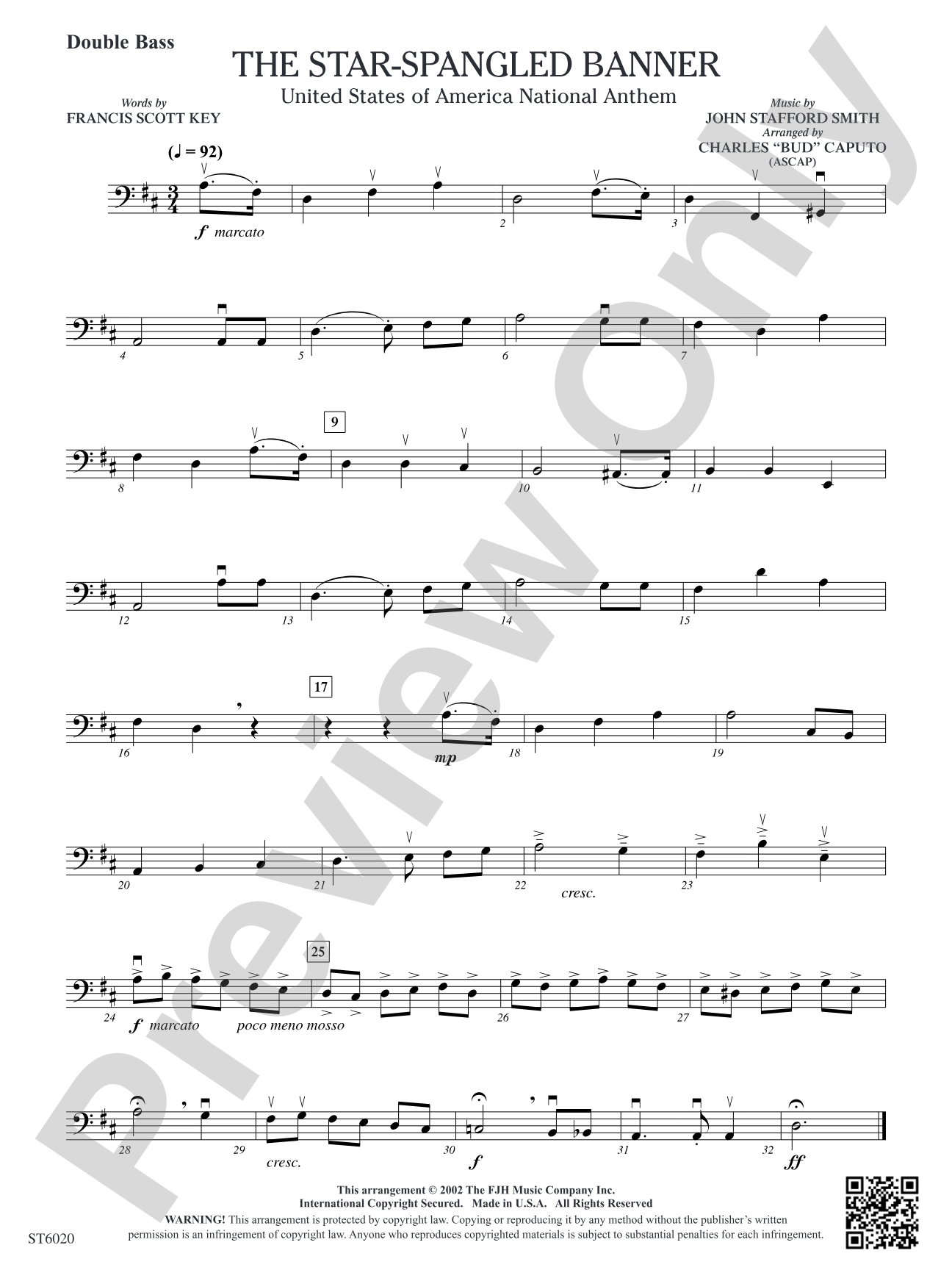 The Star-Spangled Banner: Double Bass