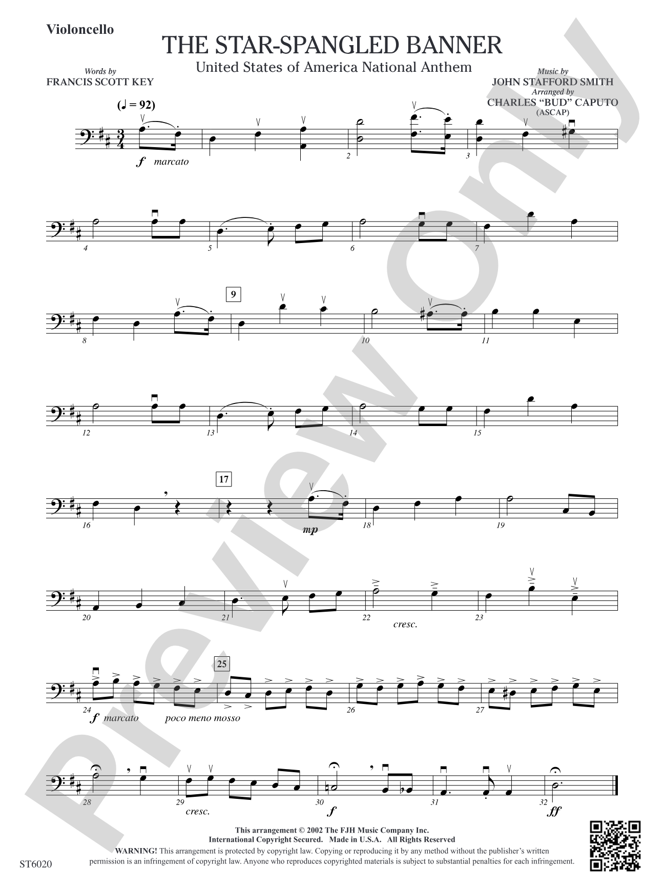 The Star-Spangled Banner: Violoncello