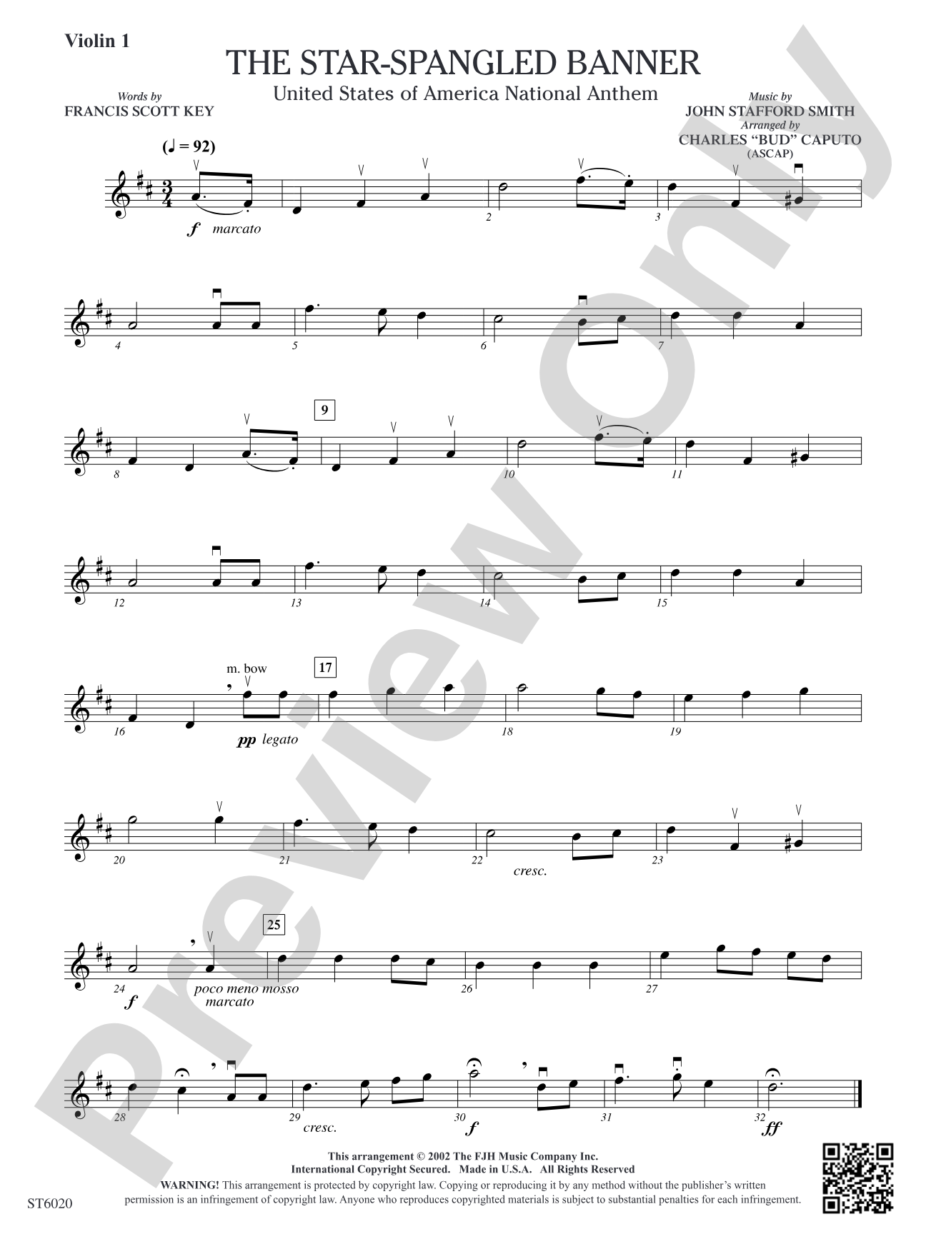 The Star-Spangled Banner: Violin 1