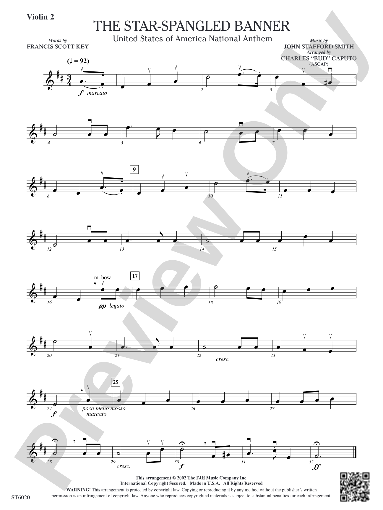 The Star-Spangled Banner: Violin 2