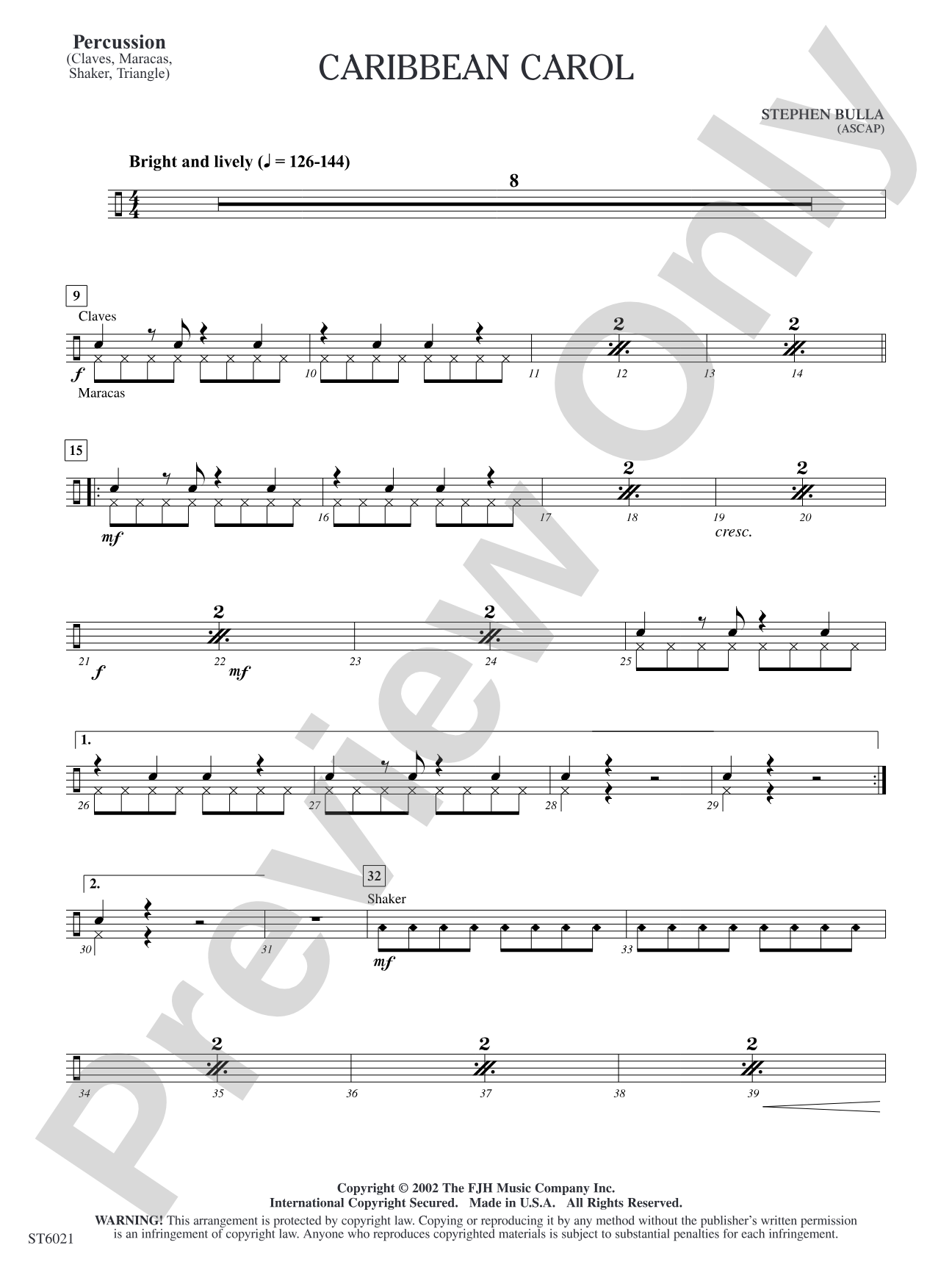 Caribbean Carol: Optional Percussion