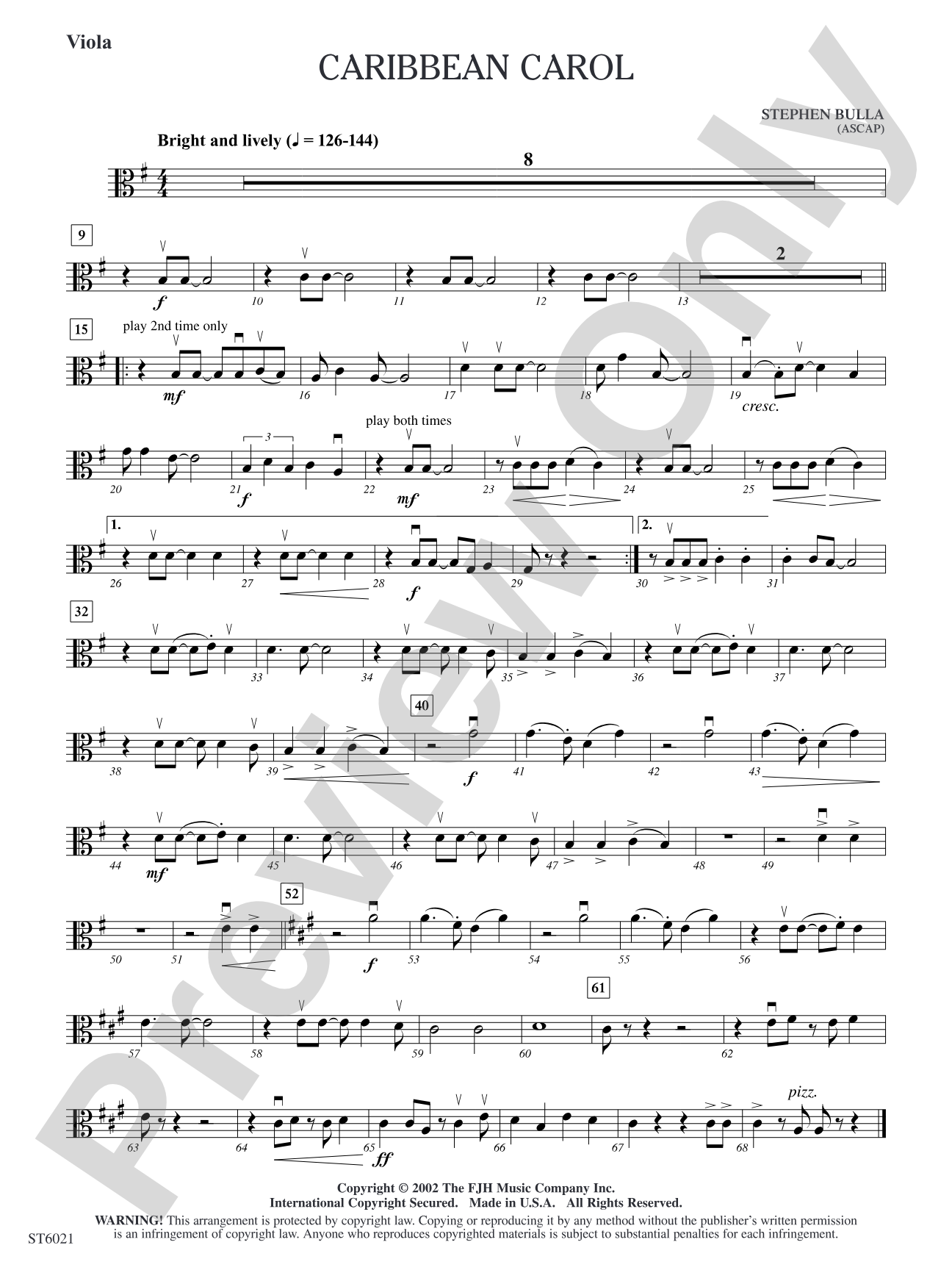 Caribbean Carol: Viola