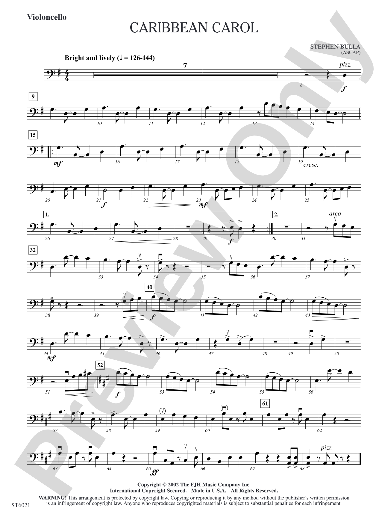 Caribbean Carol: Violoncello