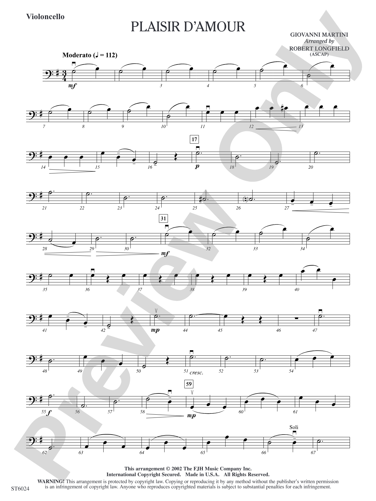 Plaisir d'amour: Violoncello