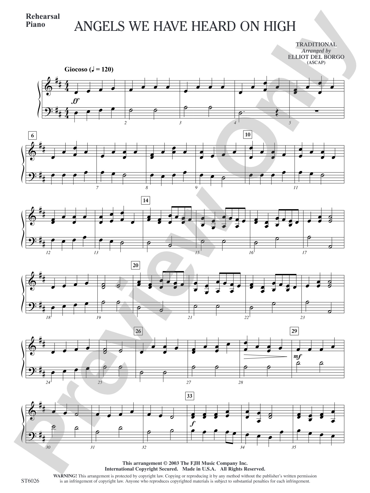 Angels We Have Heard on High: Rehearsal Piano