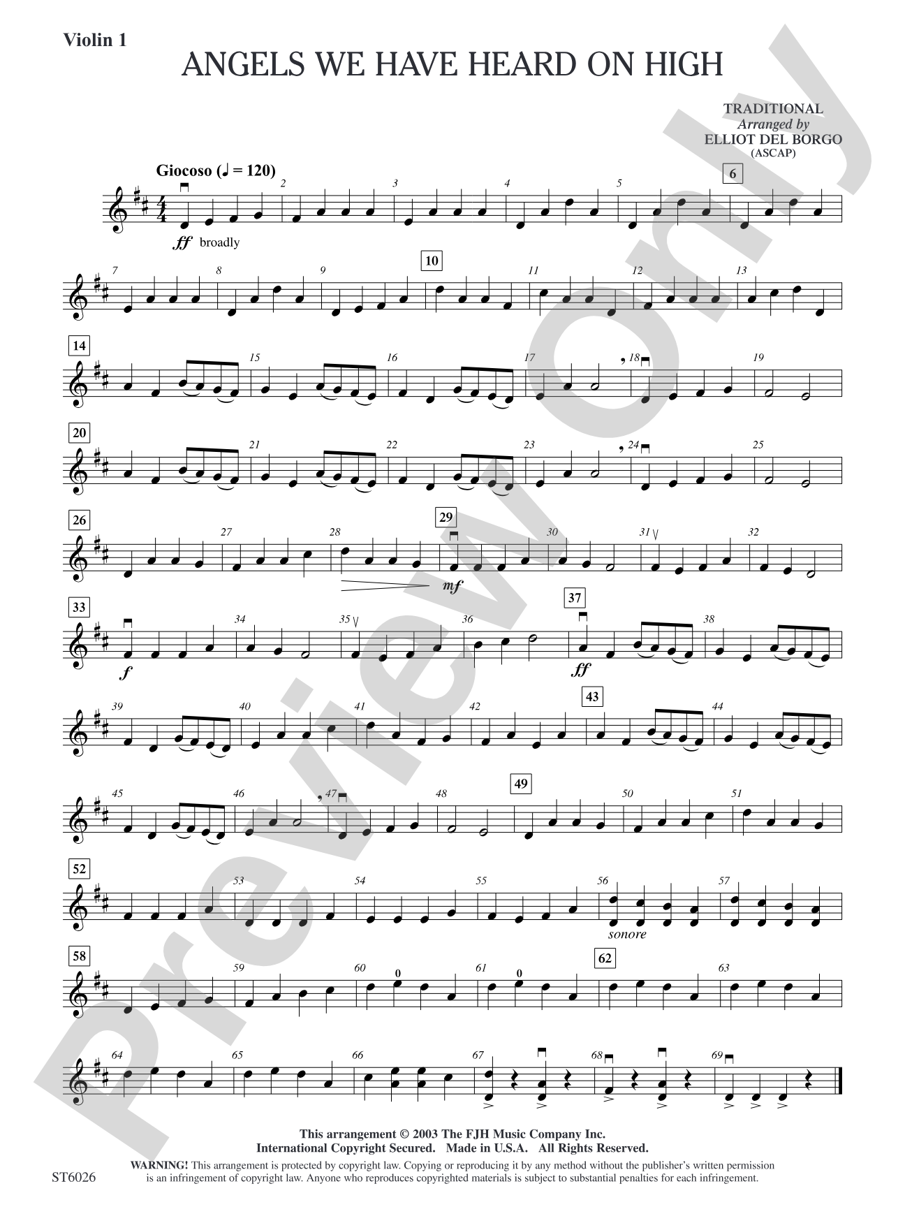 Angels We Have Heard on High: Violin 1