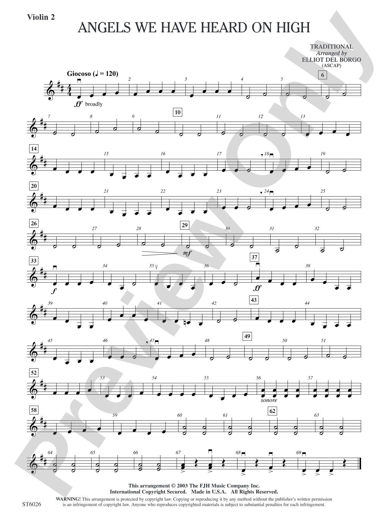 Angels We Have Heard on High: Violin 2
