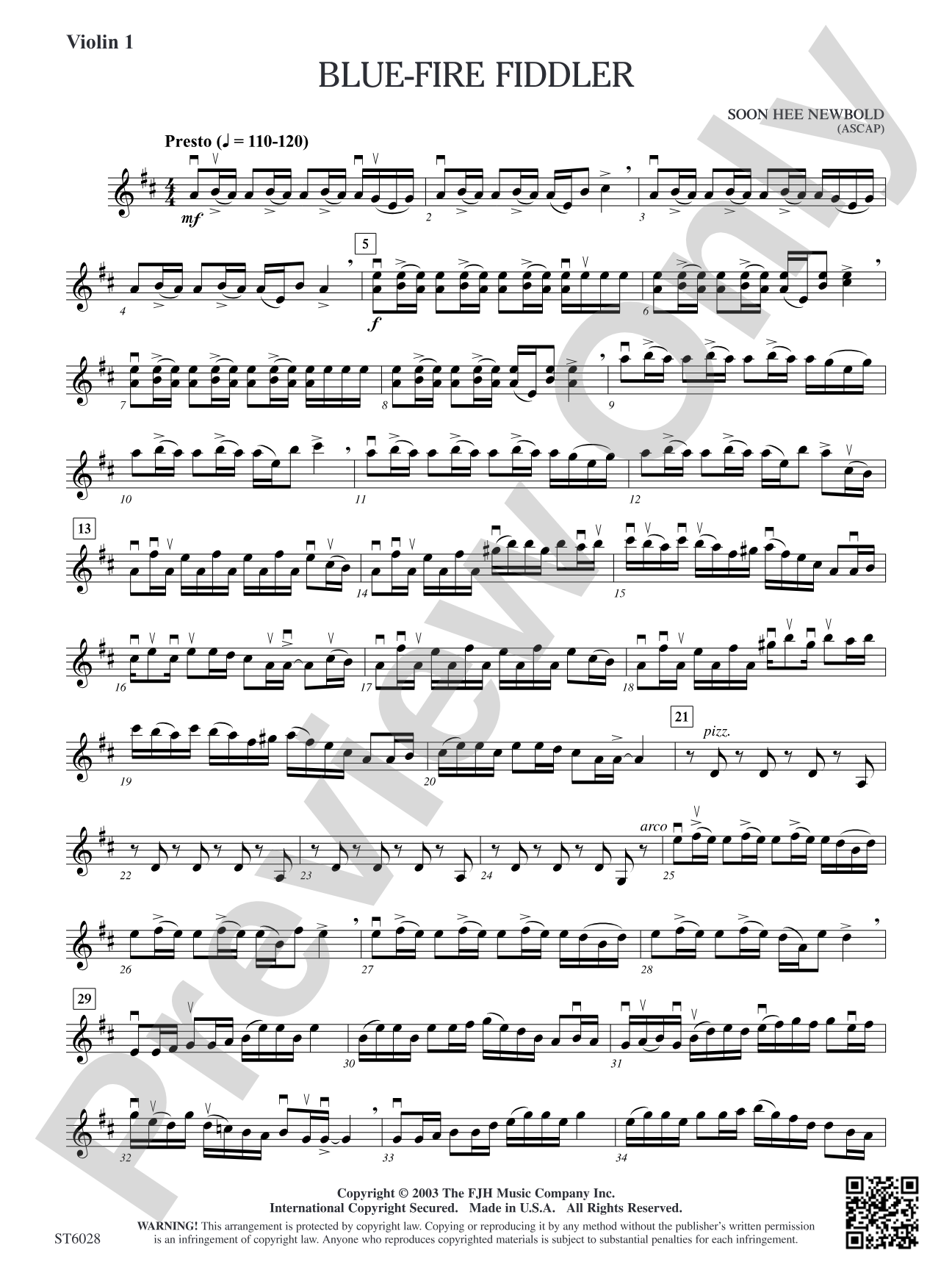 Blue-Fire Fiddler: Violin 1