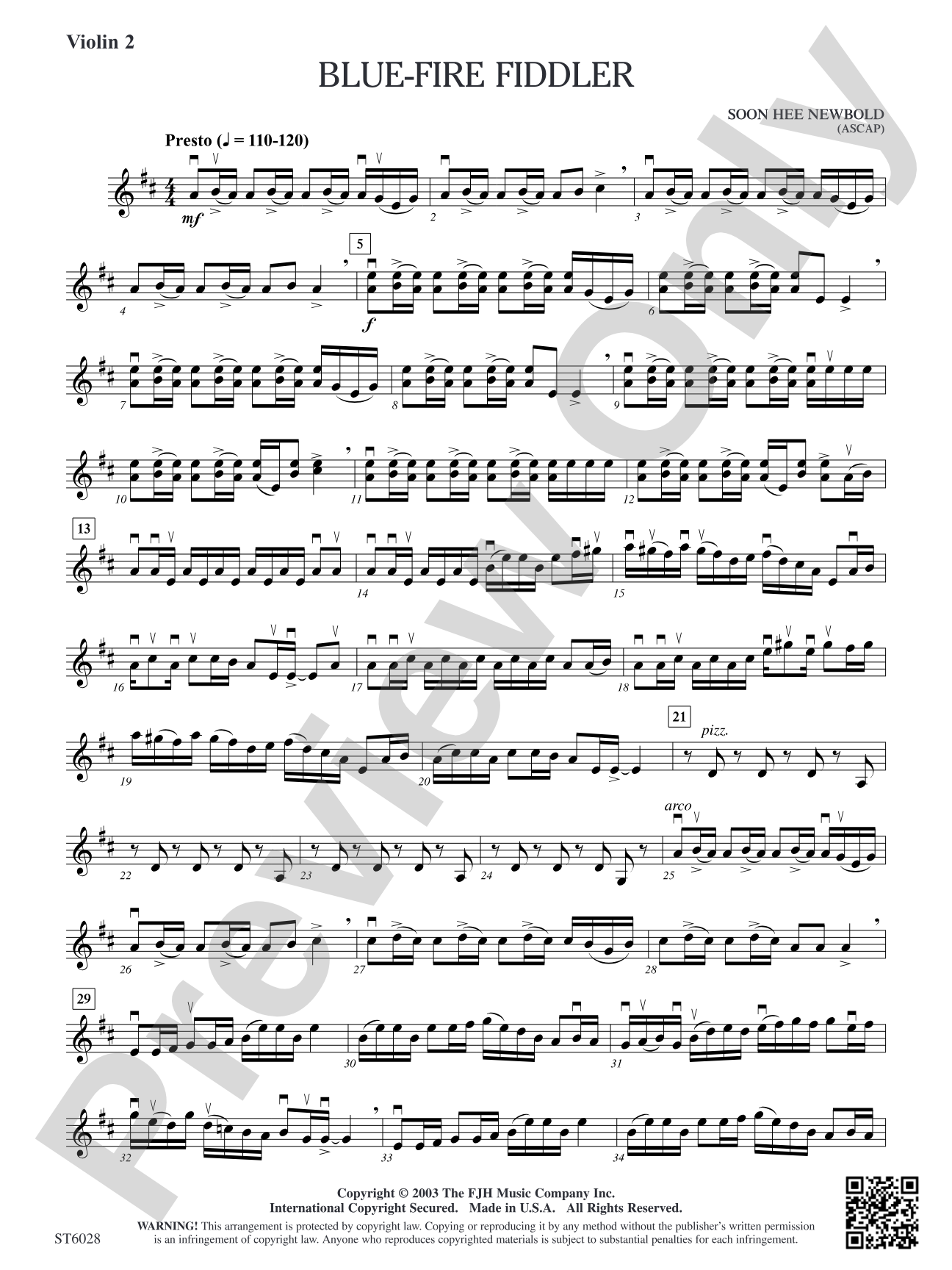 Blue-Fire Fiddler: Violin 2