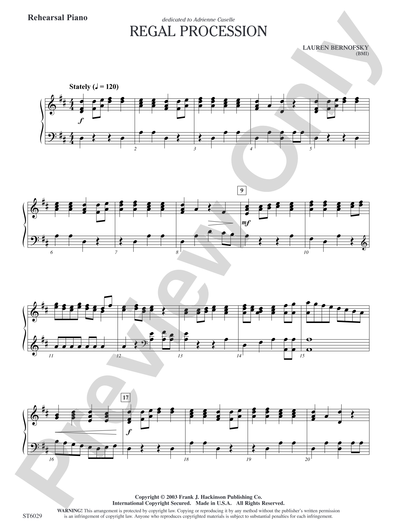 Regal Procession: Rehearsal Piano