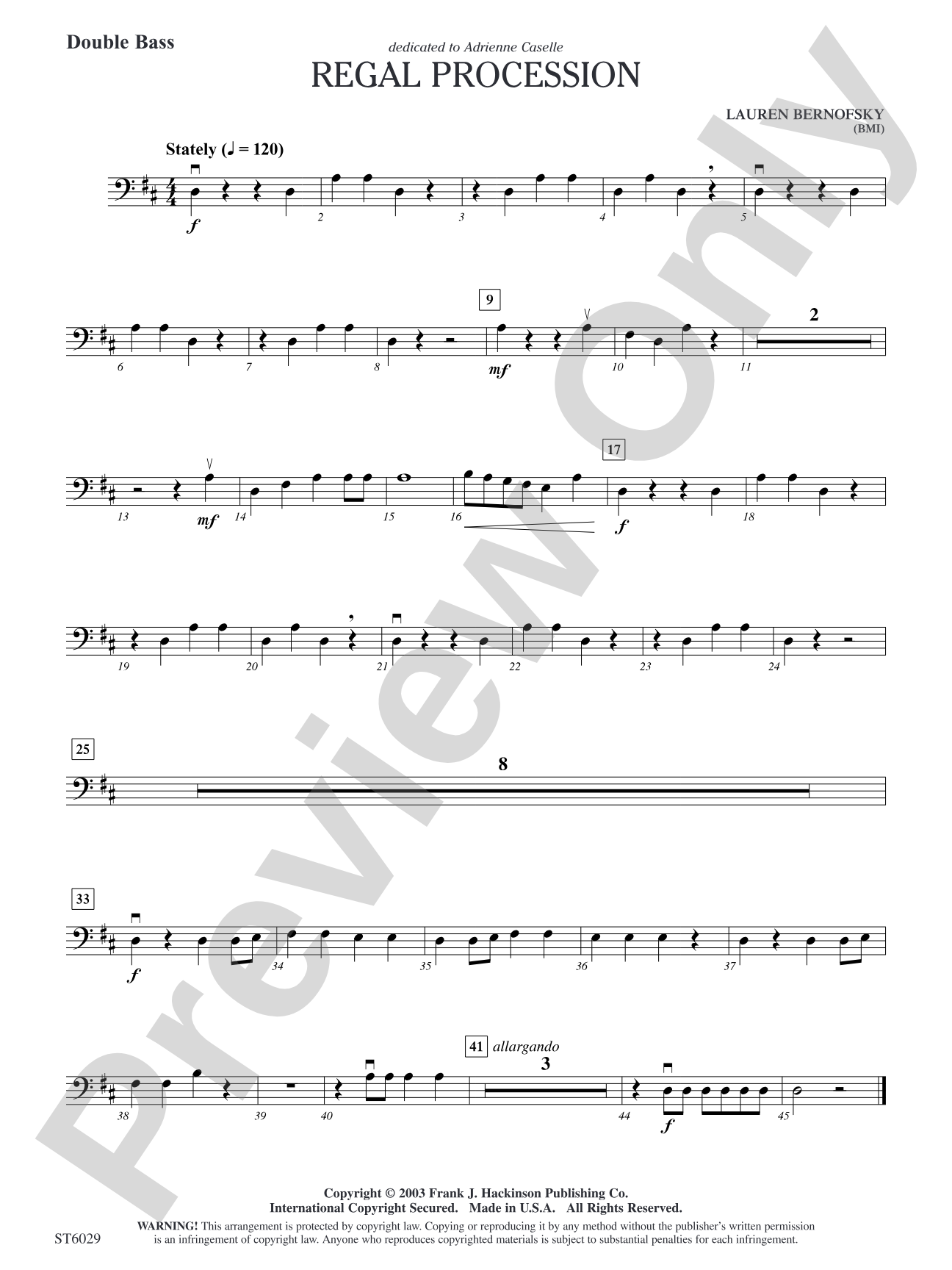 Regal Procession: Double Bass
