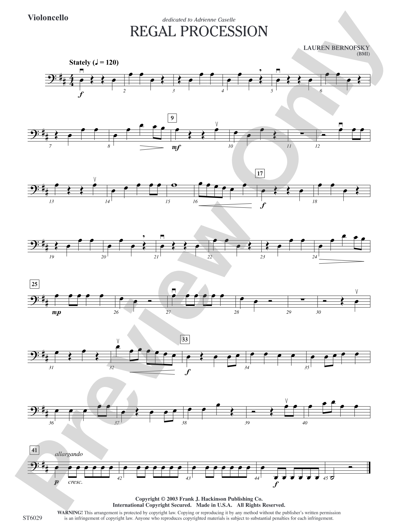Regal Procession: Violoncello
