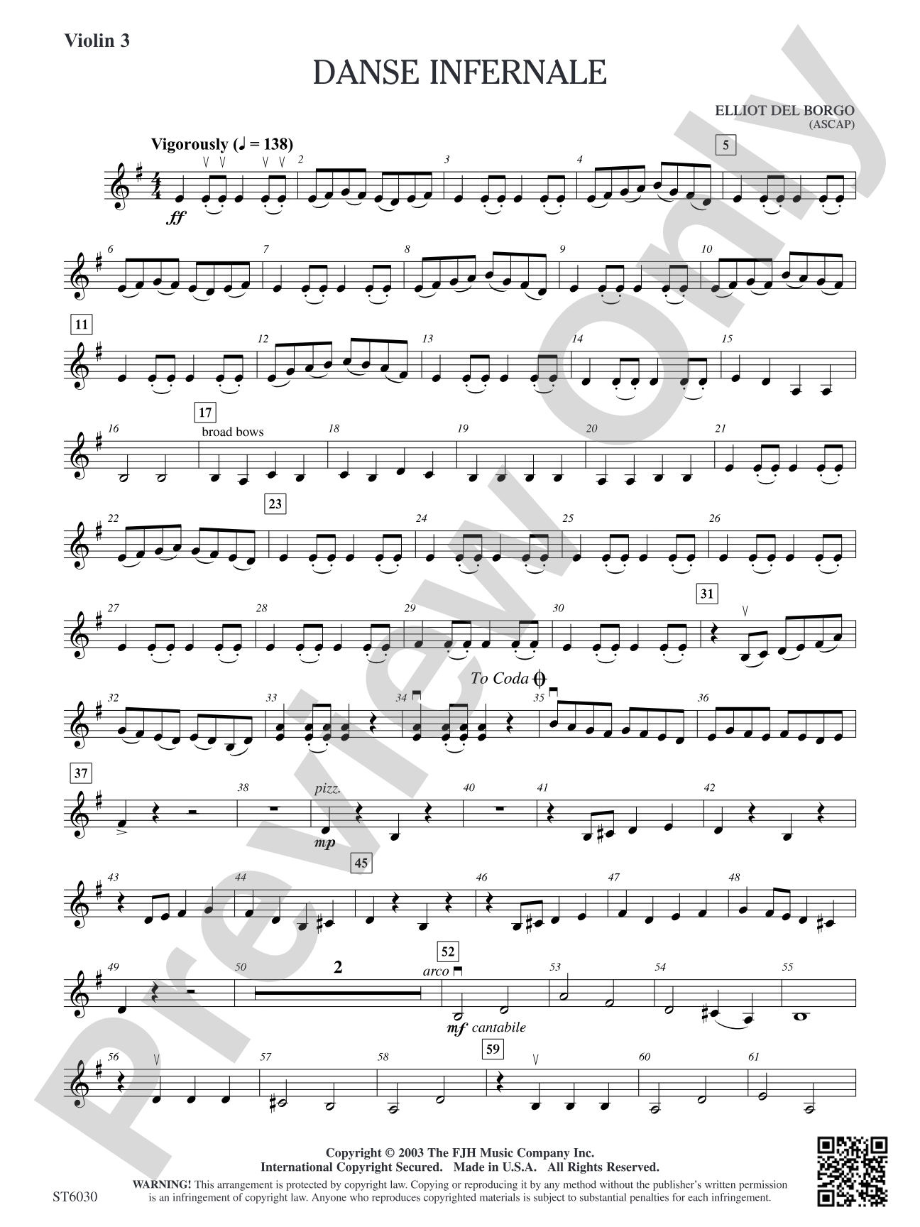 Danse Infernale: Optional Violin 3 (Viola)