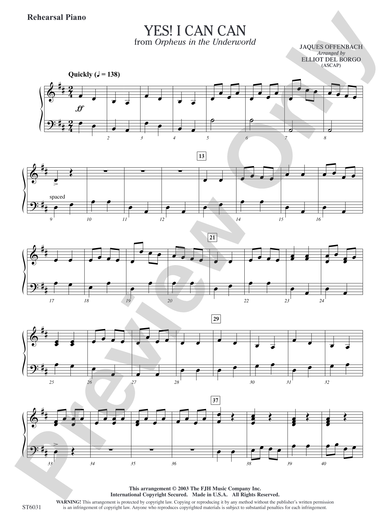 Yes! I Can Can: Rehearsal Piano