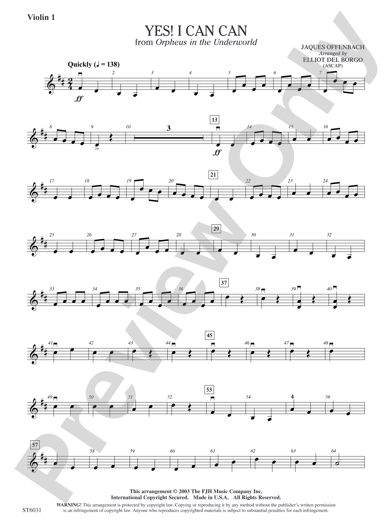 Yes! I Can Can: Violin 1