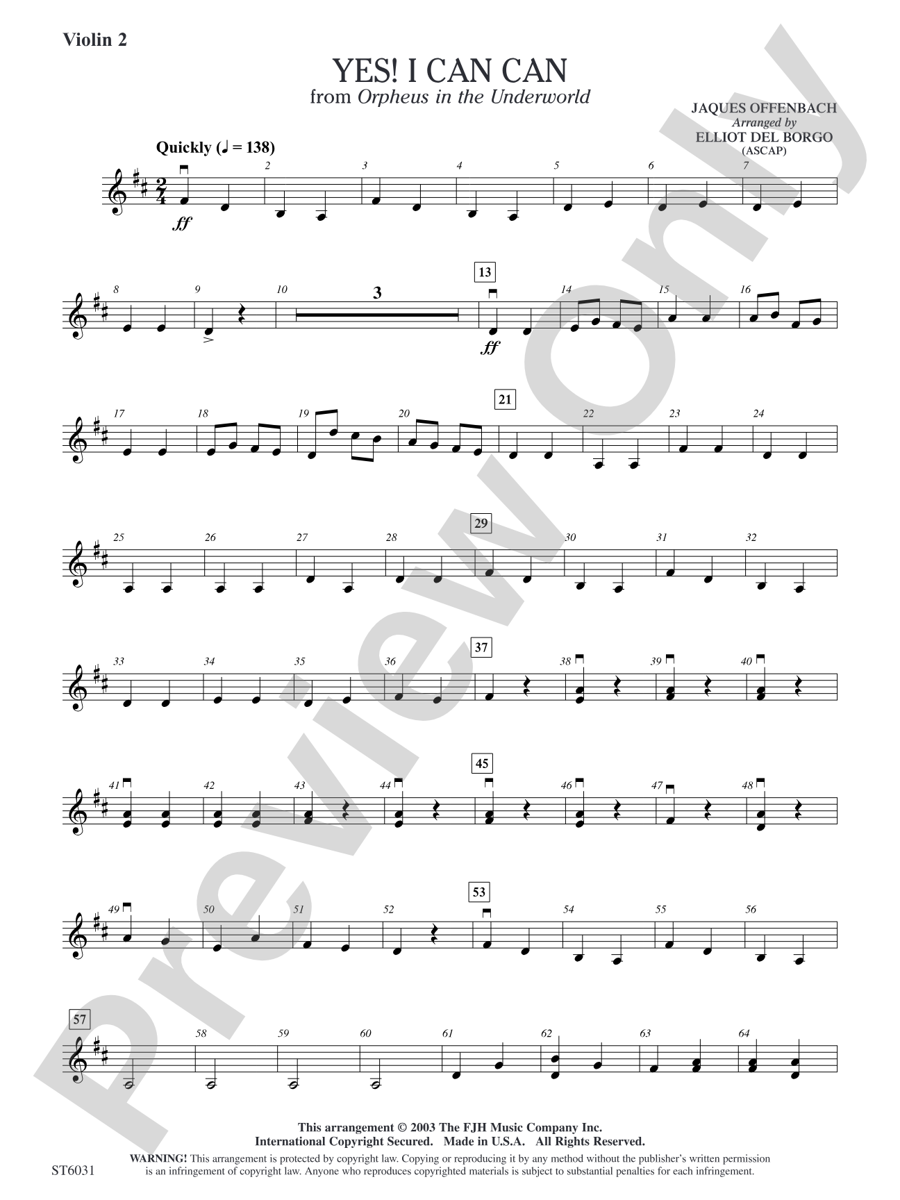 Yes! I Can Can: Violin 2 (Viola)