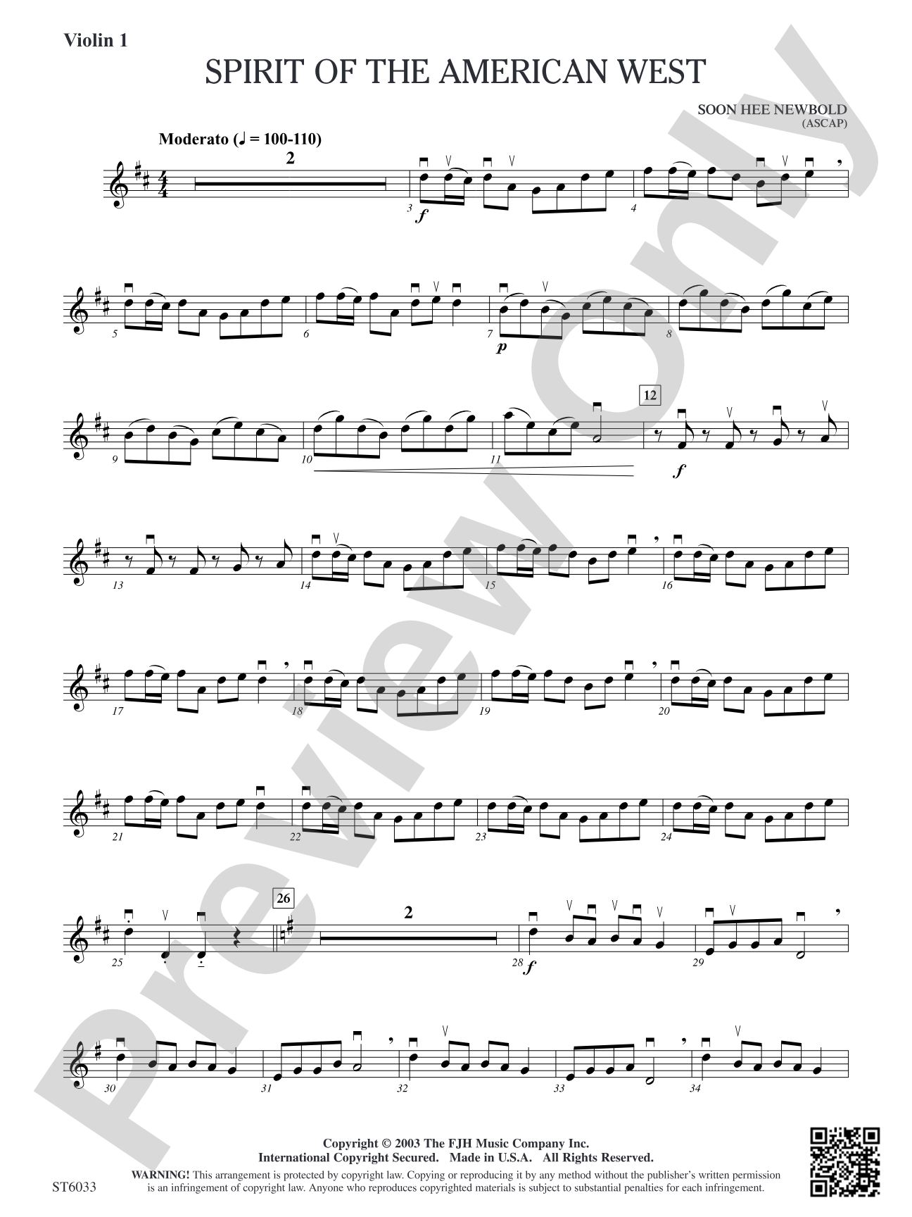 Spirit of the American West: Violin 1