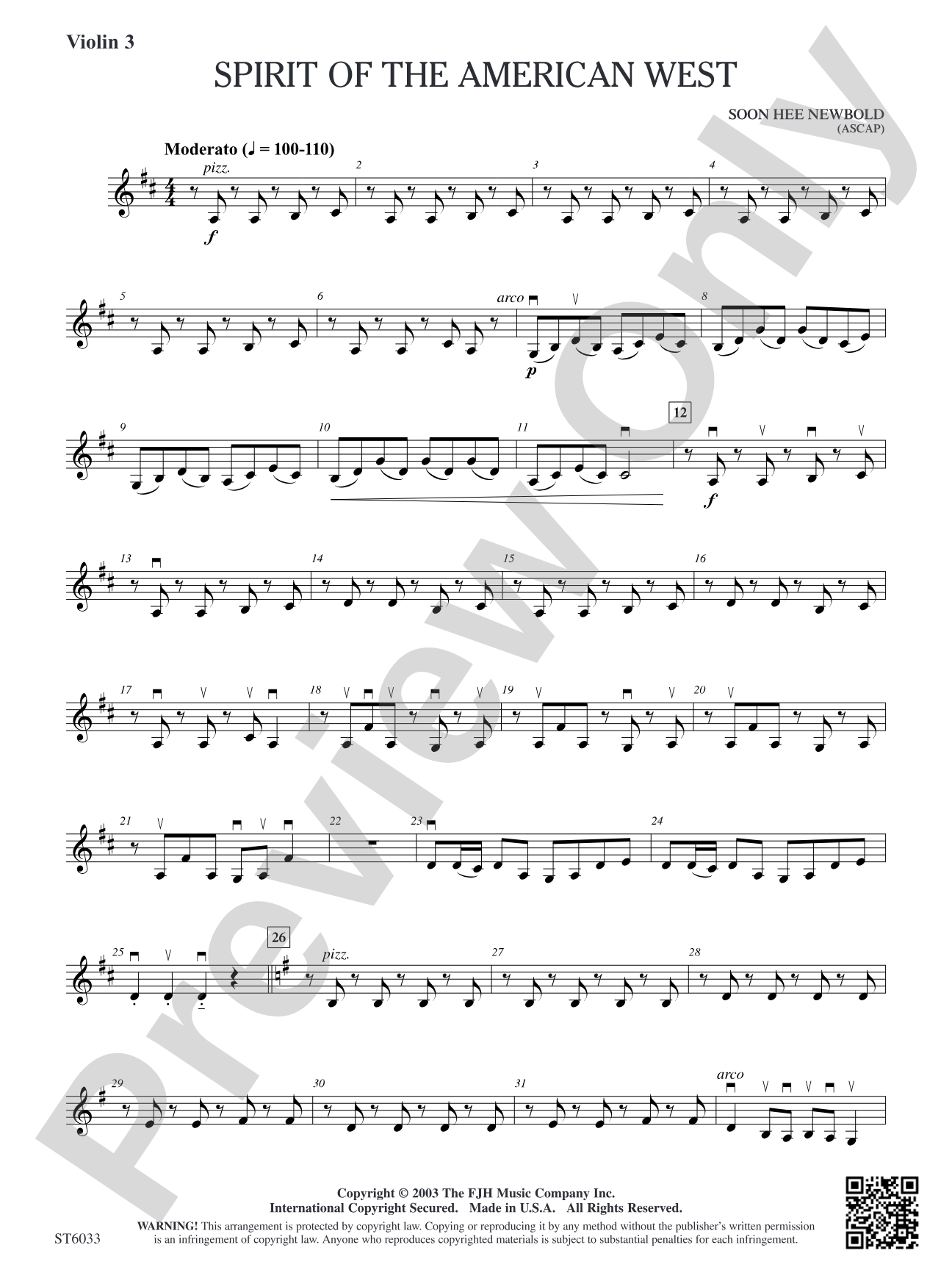 Spirit of the American West: Optional Violin 3 (Viola)