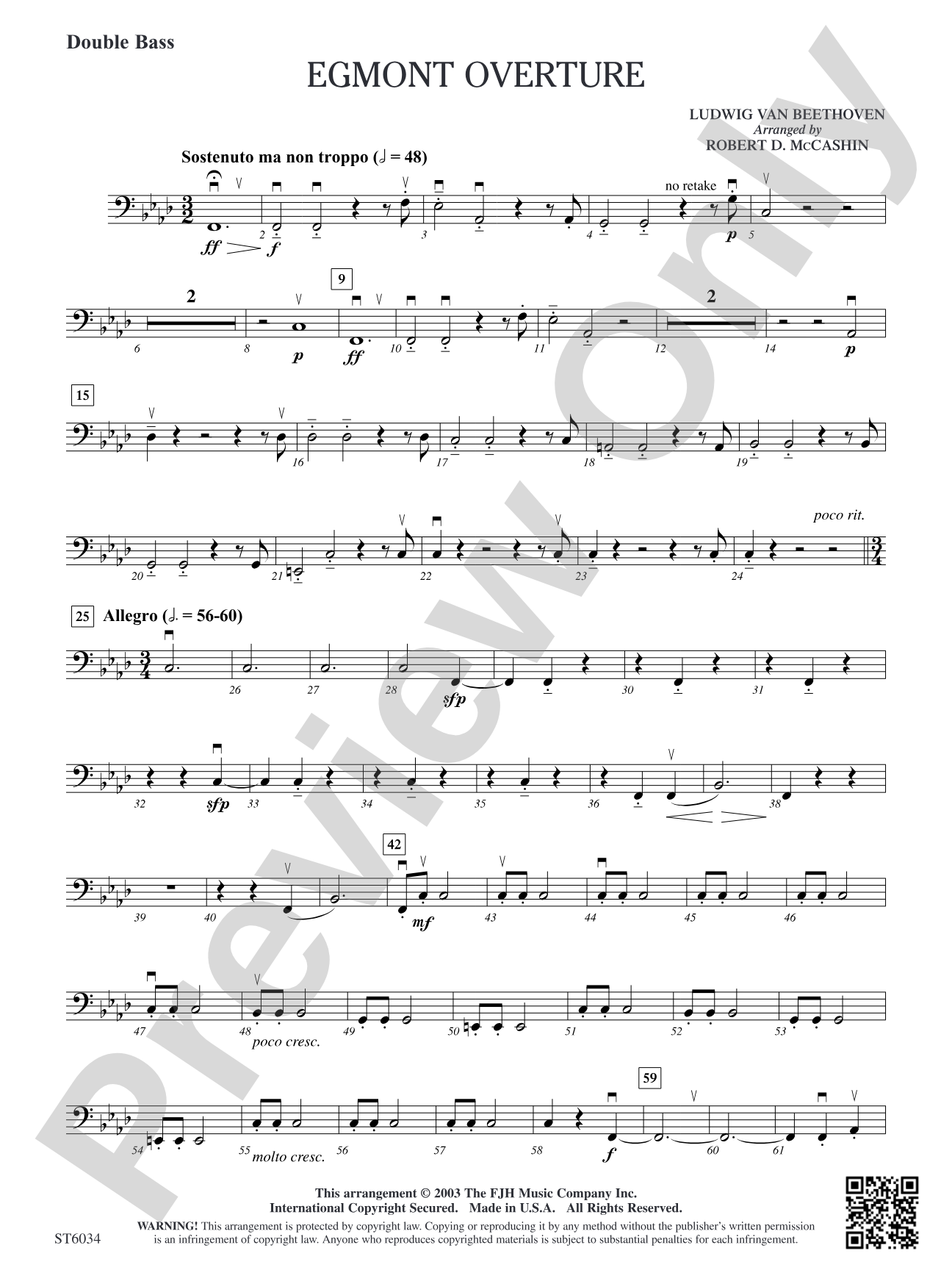 Egmont Overture: Double Bass