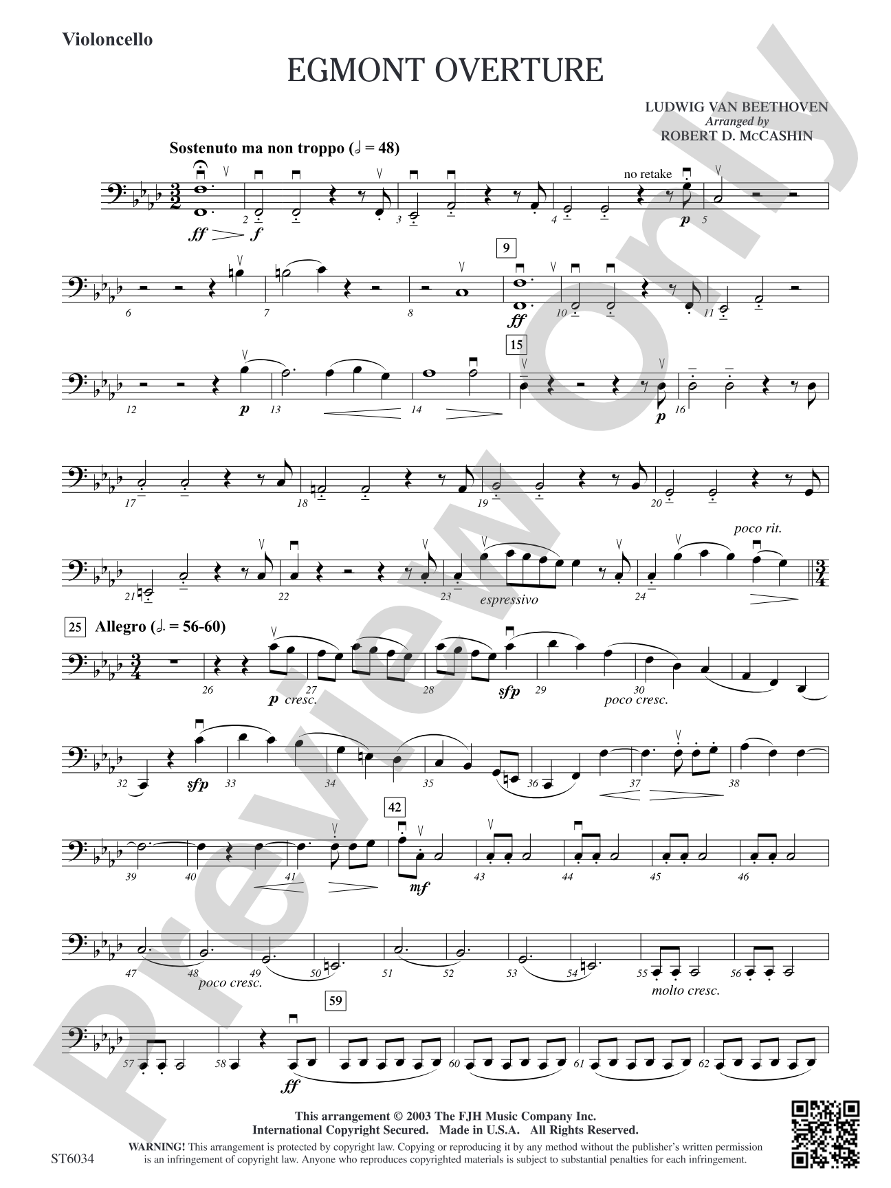 Egmont Overture: Violoncello