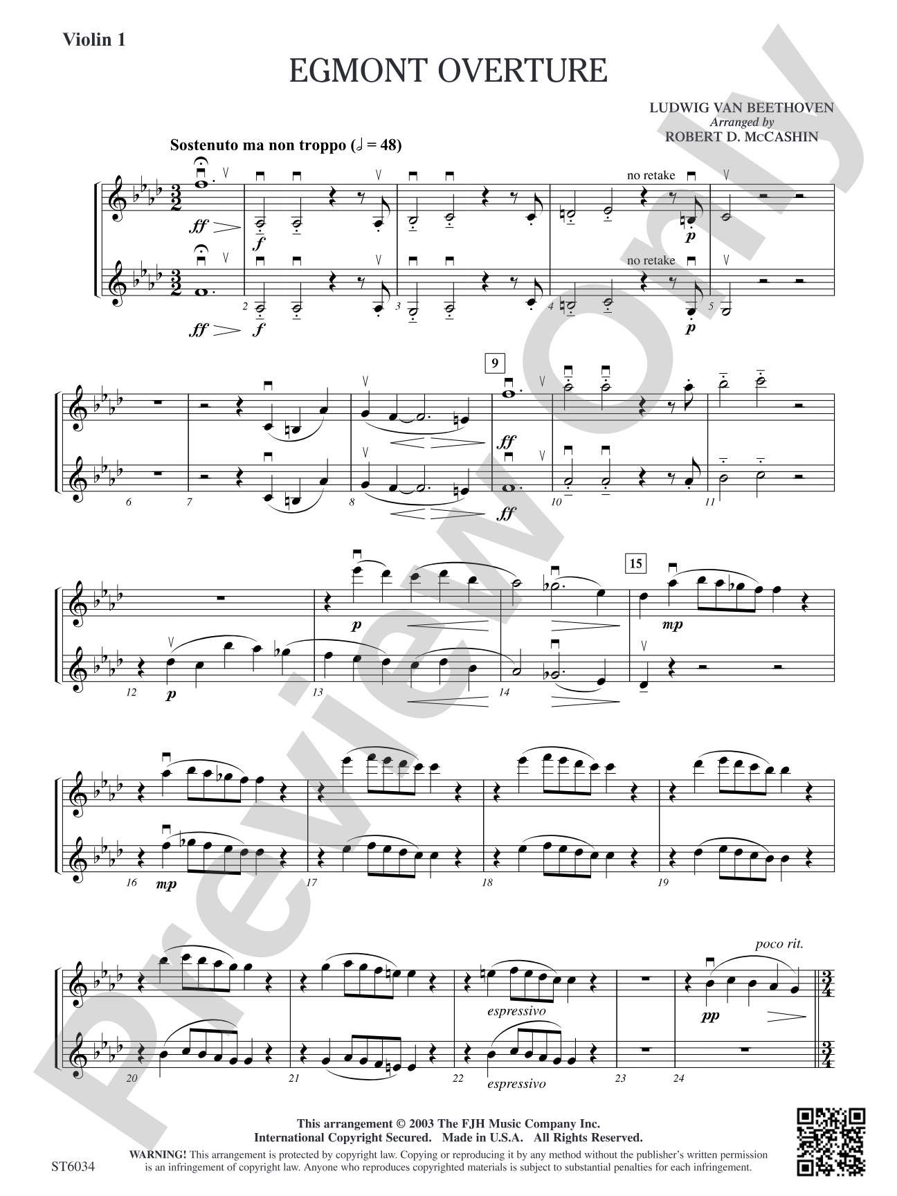 Egmont Overture: Violin 1