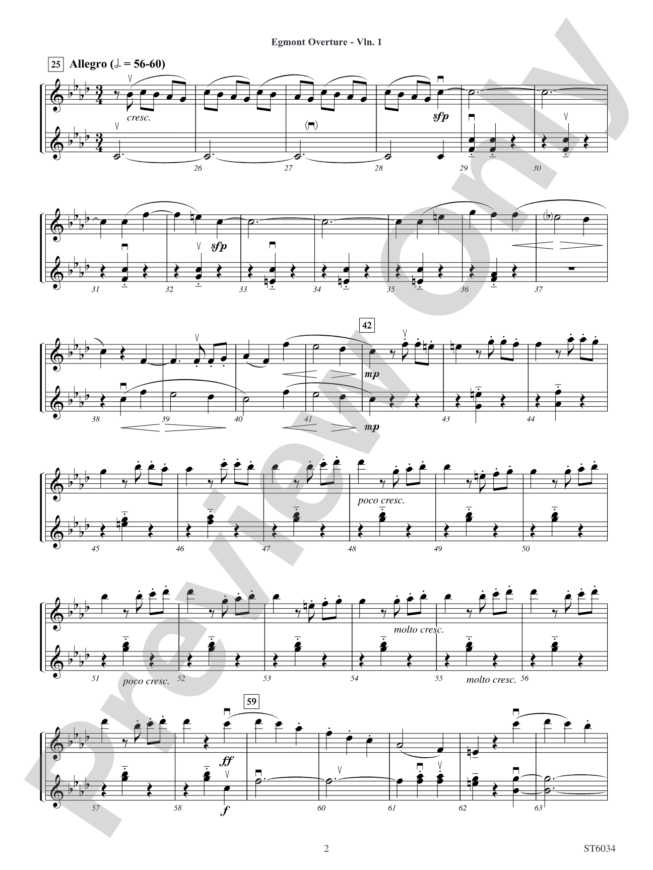 Egmont Overture: Violin 1