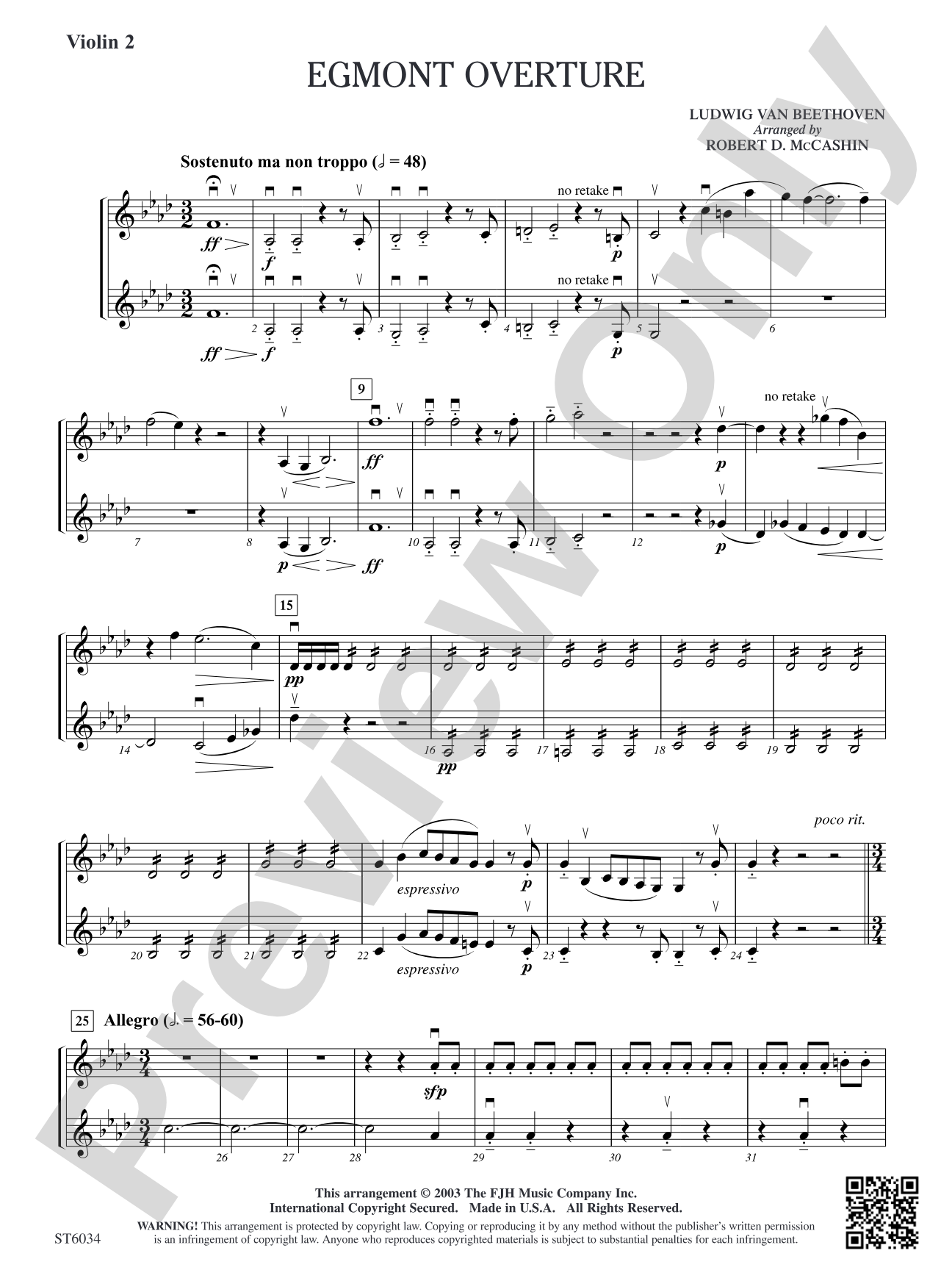 Egmont Overture: Violin 2