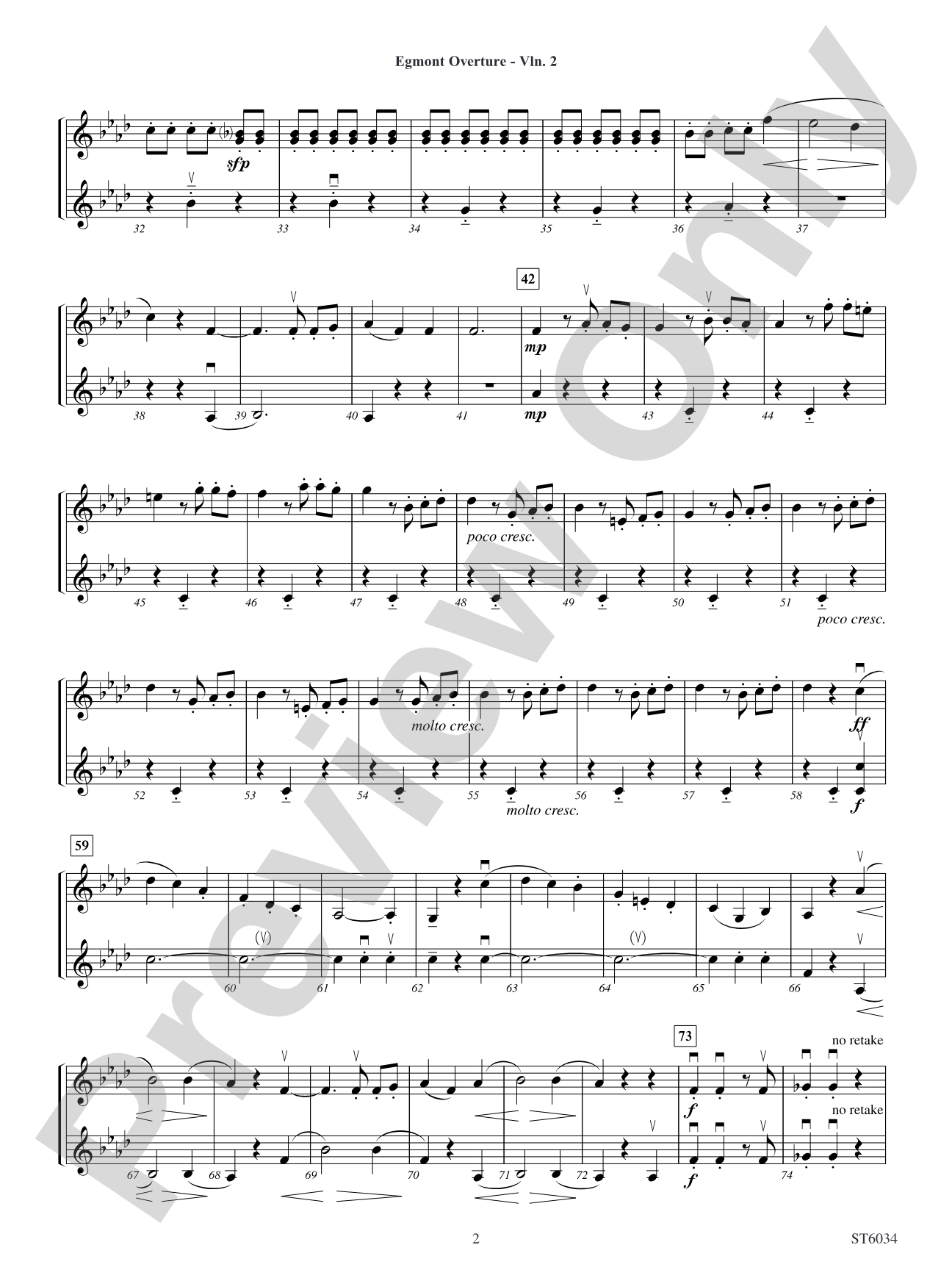 Egmont Overture: Violin 2