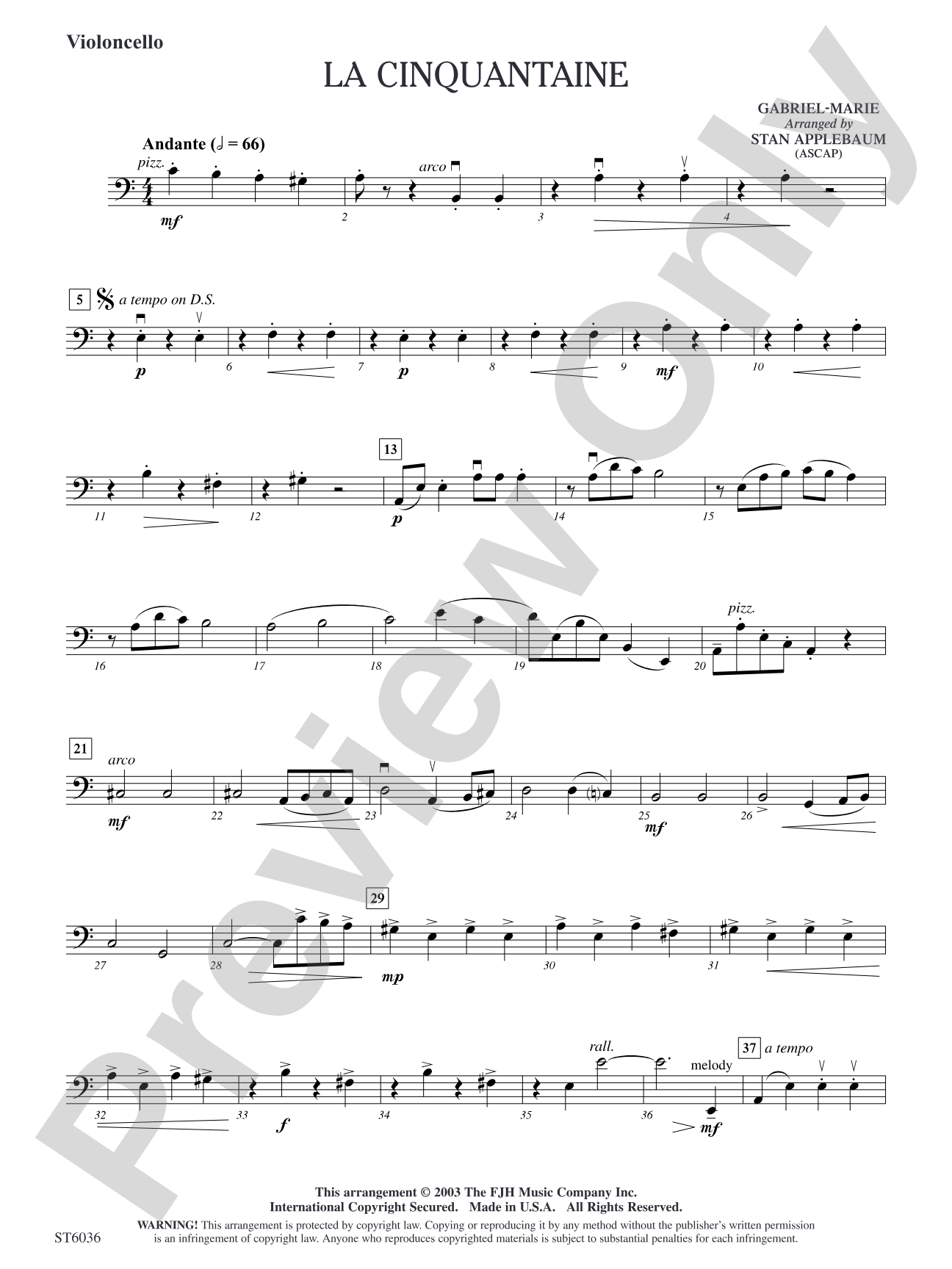 La Cinquantaine: Violoncello