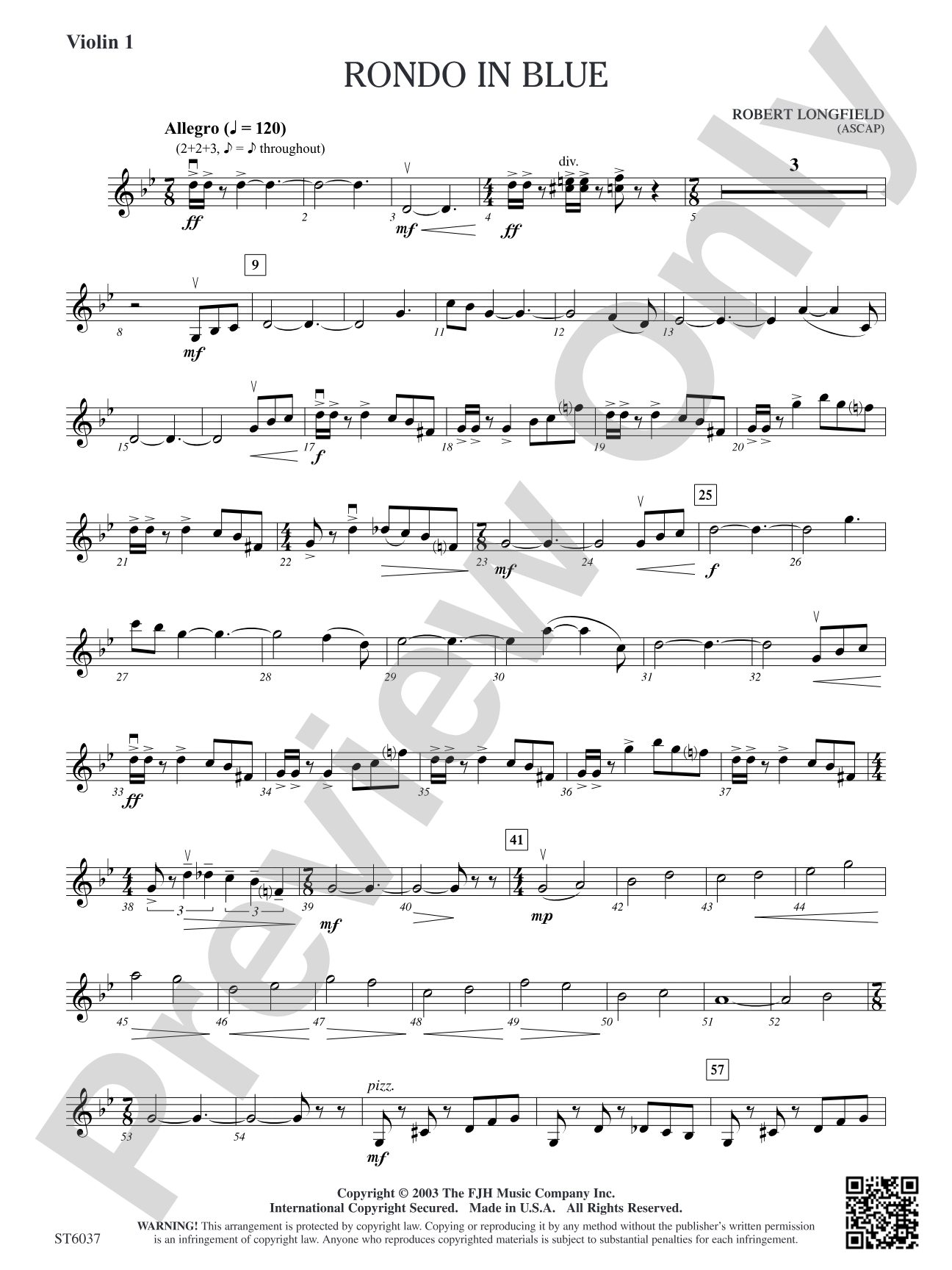 Rondo in Blue: Violin 1