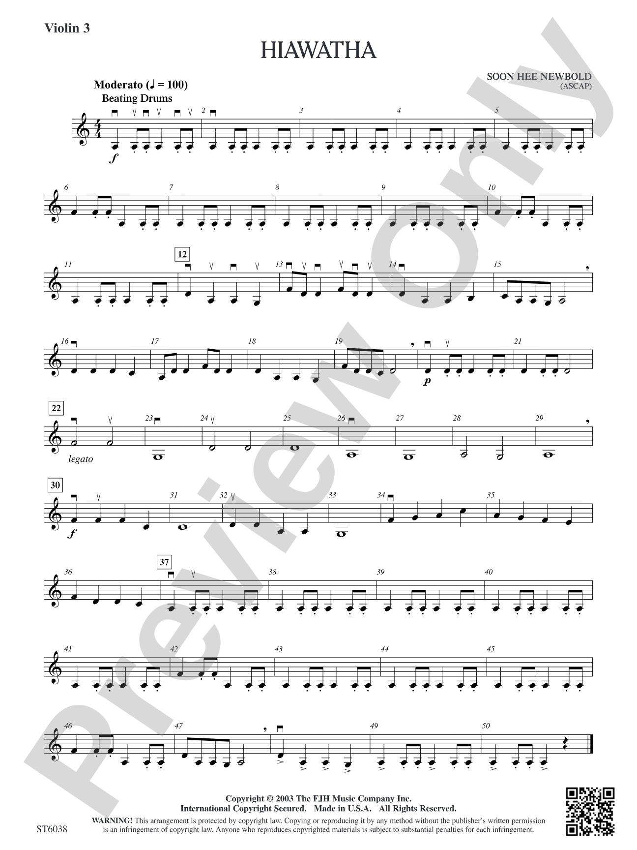Hiawatha: Optional Violin 3