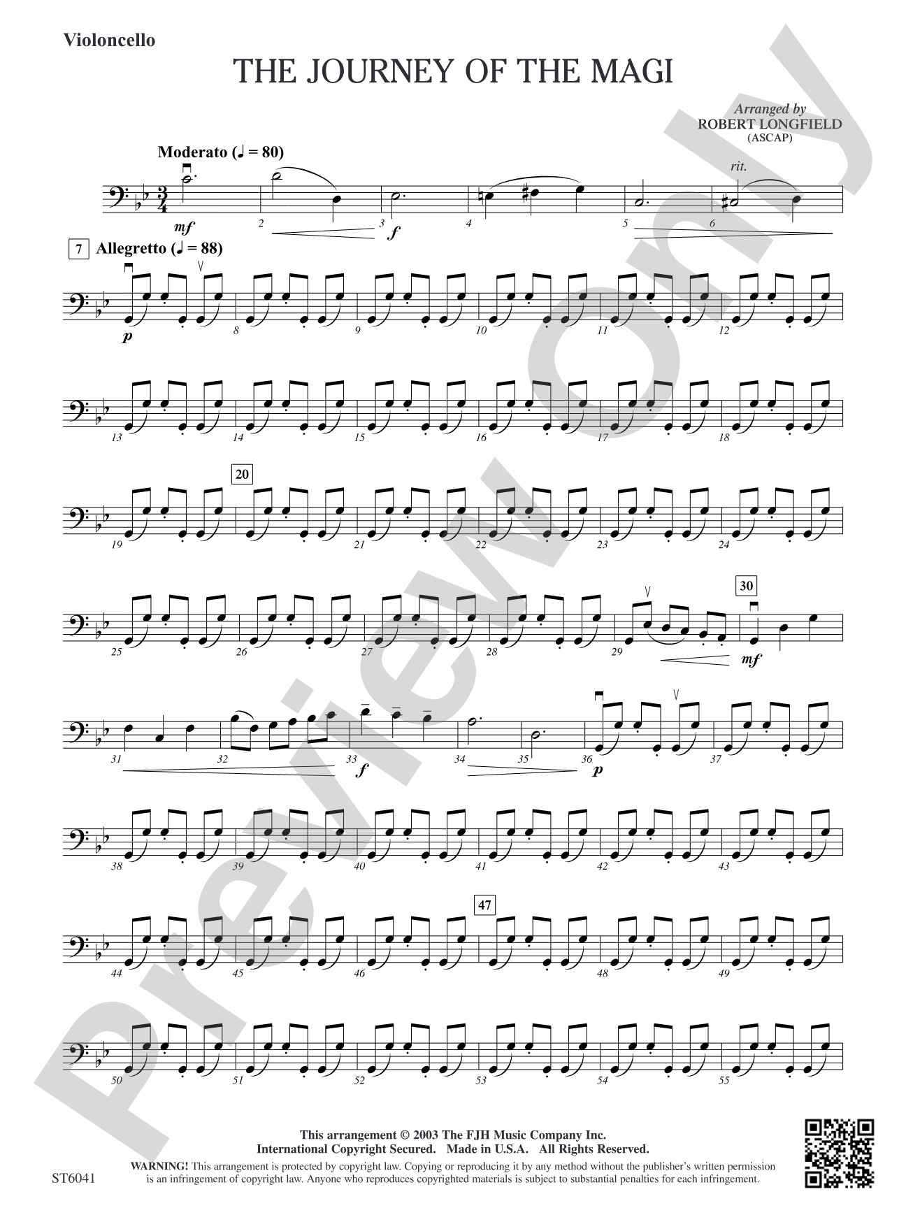 The Journey of the Magi: Violoncello
