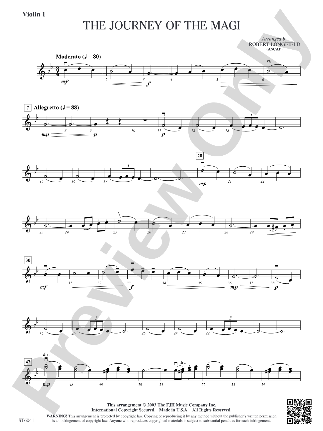 The Journey of the Magi: Violin 1
