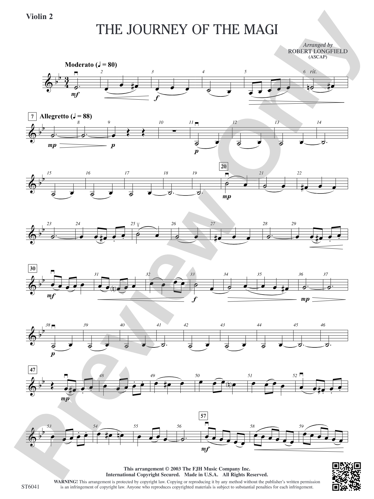 The Journey of the Magi: Violin 2