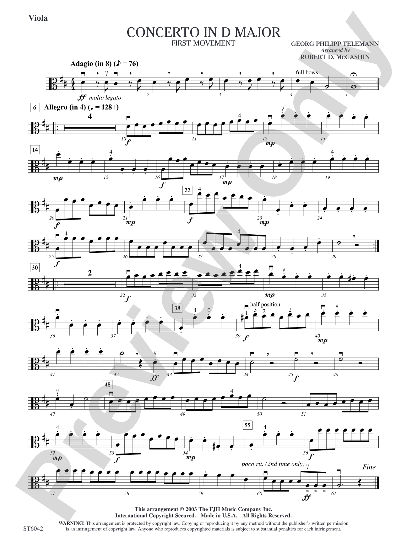 Concerto in D Major (First Movement): Viola