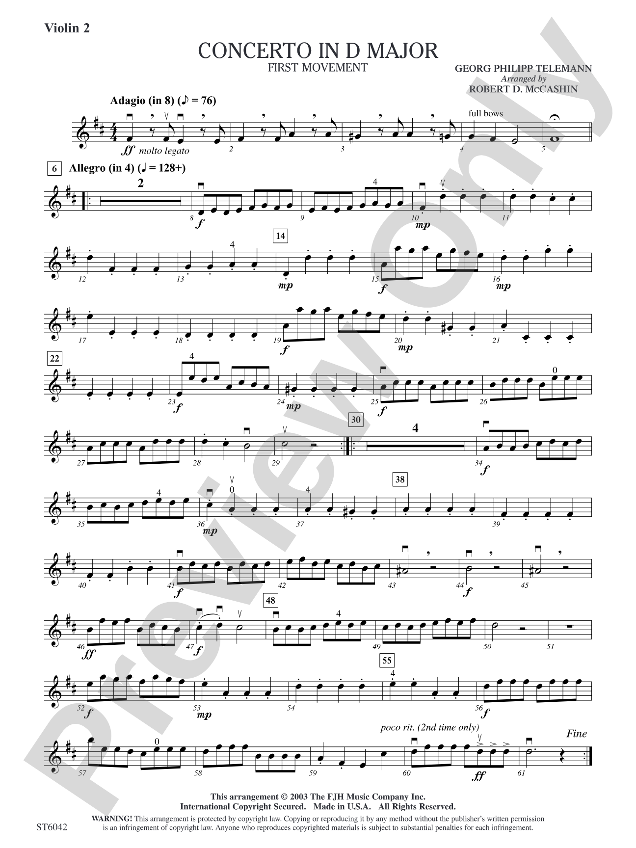 Concerto in D Major (First Movement): Violin 2